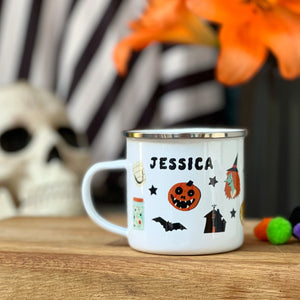 Personalised Halloween Enamel Mug