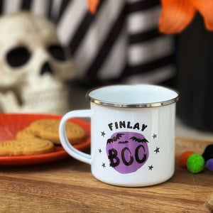 Personalised Boo! Halloween Enamel Mug