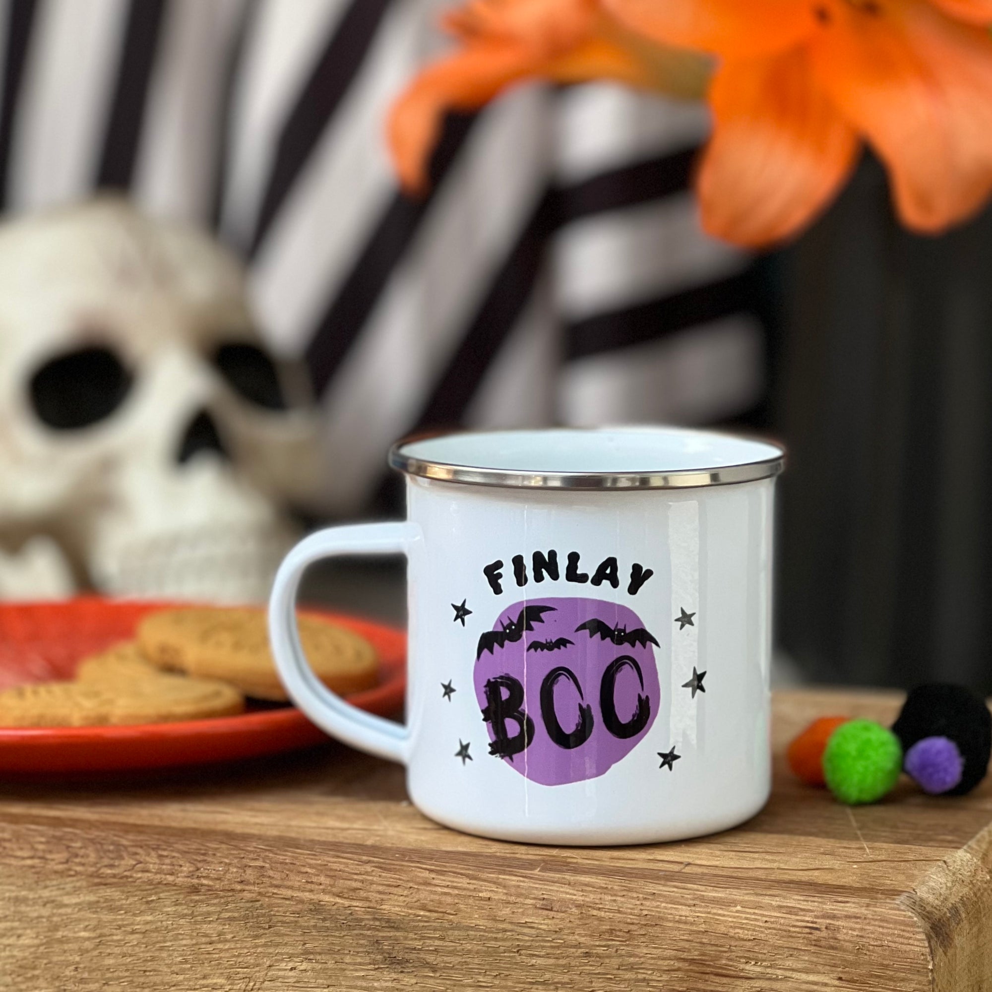 Personalised Boo! Halloween Enamel Mug