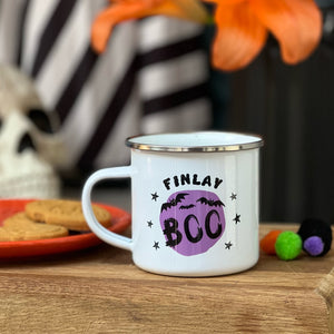 Personalised Boo! Halloween Enamel Mug