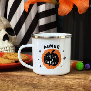 Personalised Pumpkin Enamel Mug
