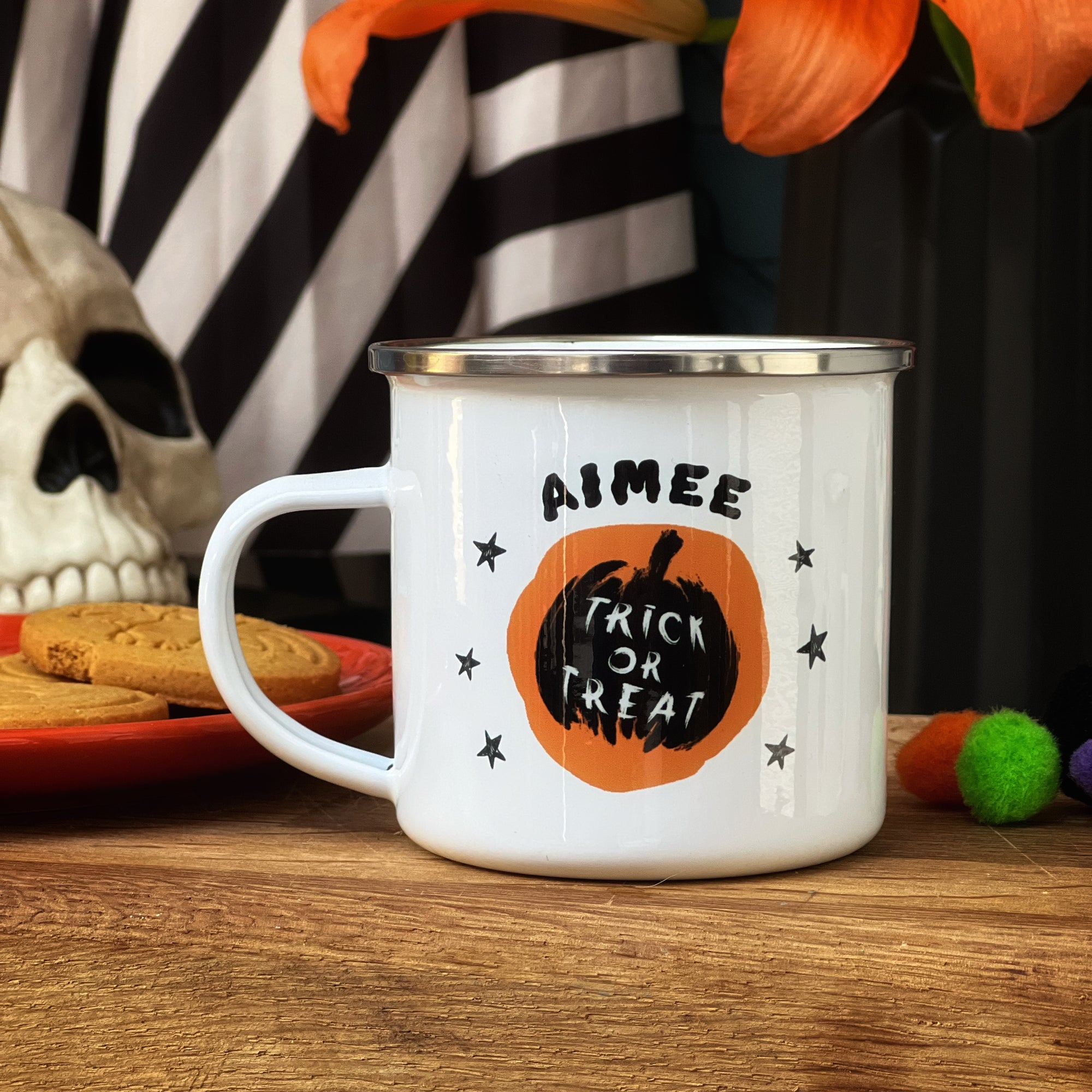 Personalised Pumpkin Enamel Mug