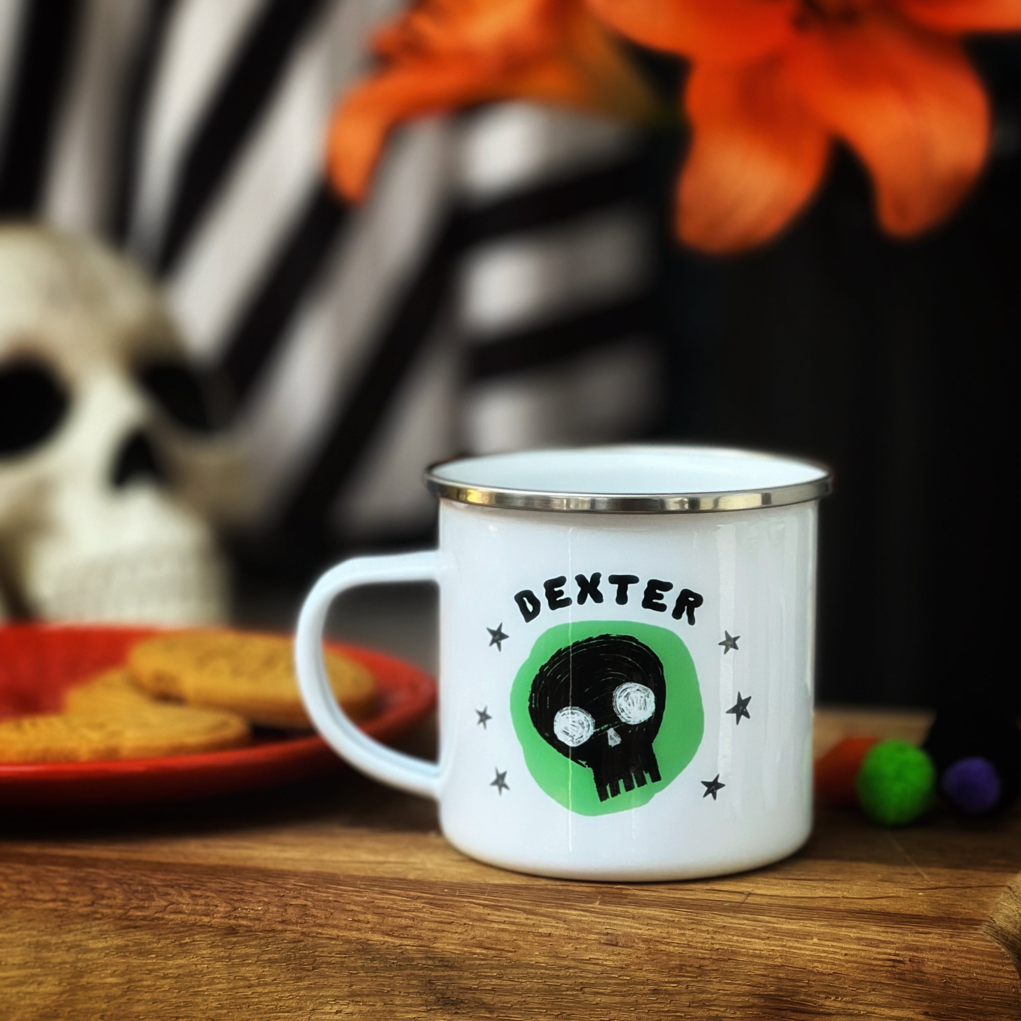 Personalised Skull Enamel Mug