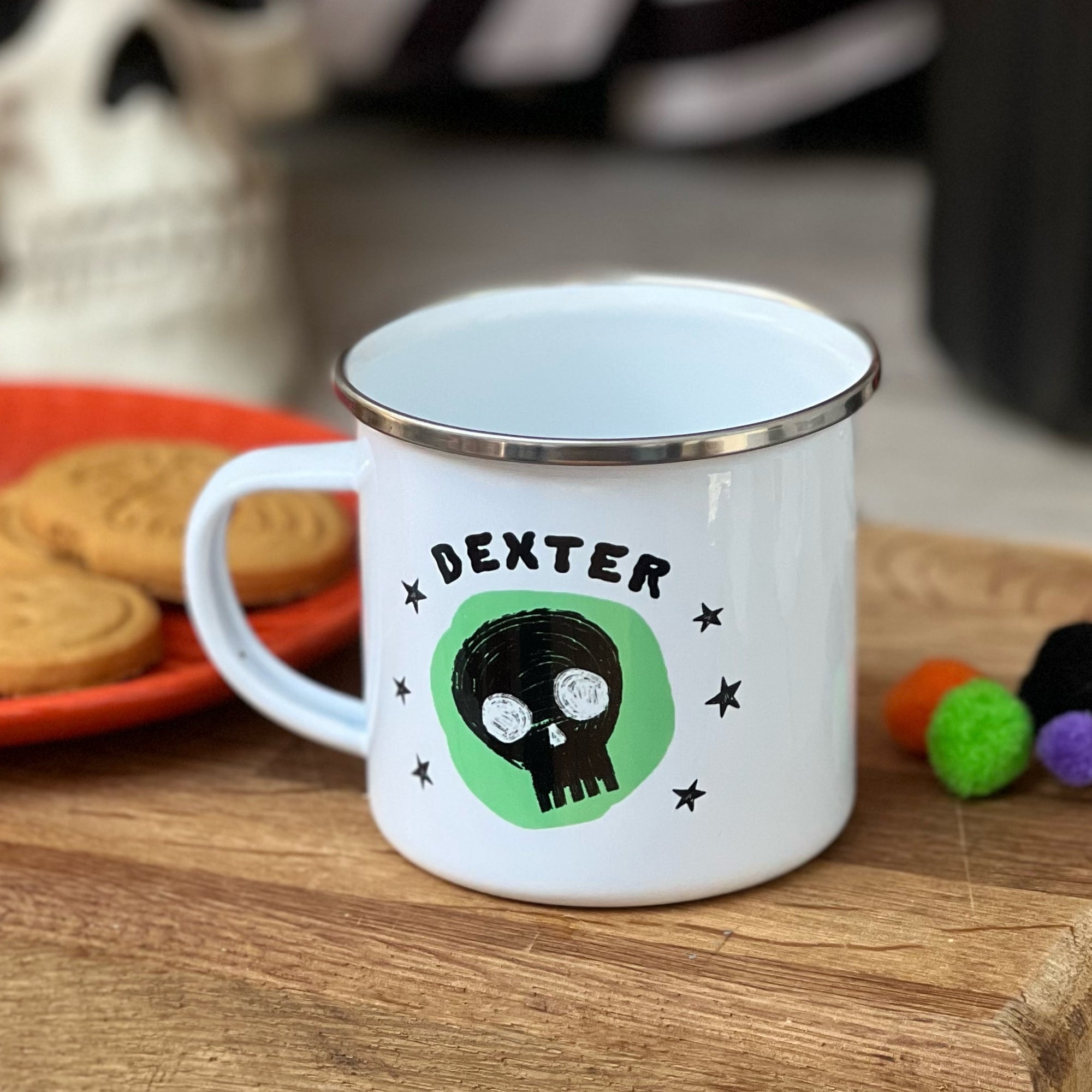 Personalised Skull Enamel Mug