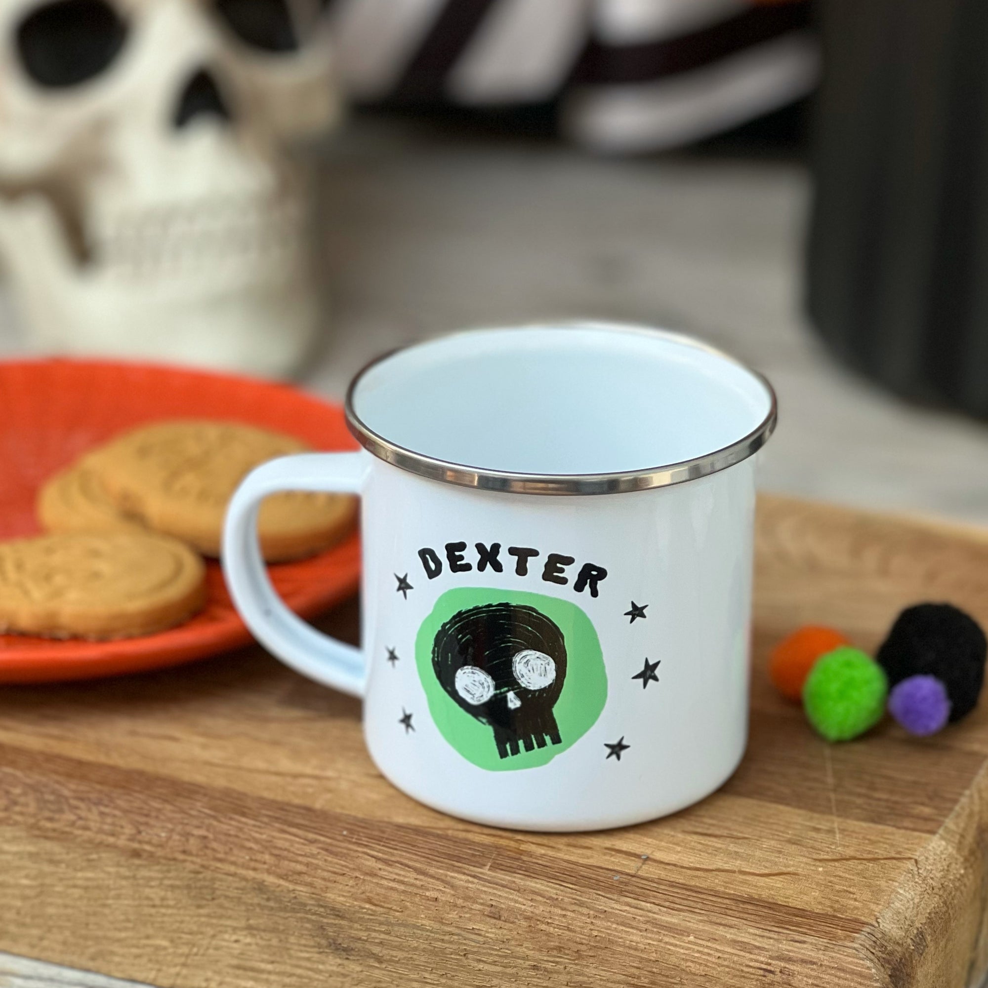 Personalised Skull Enamel Mug