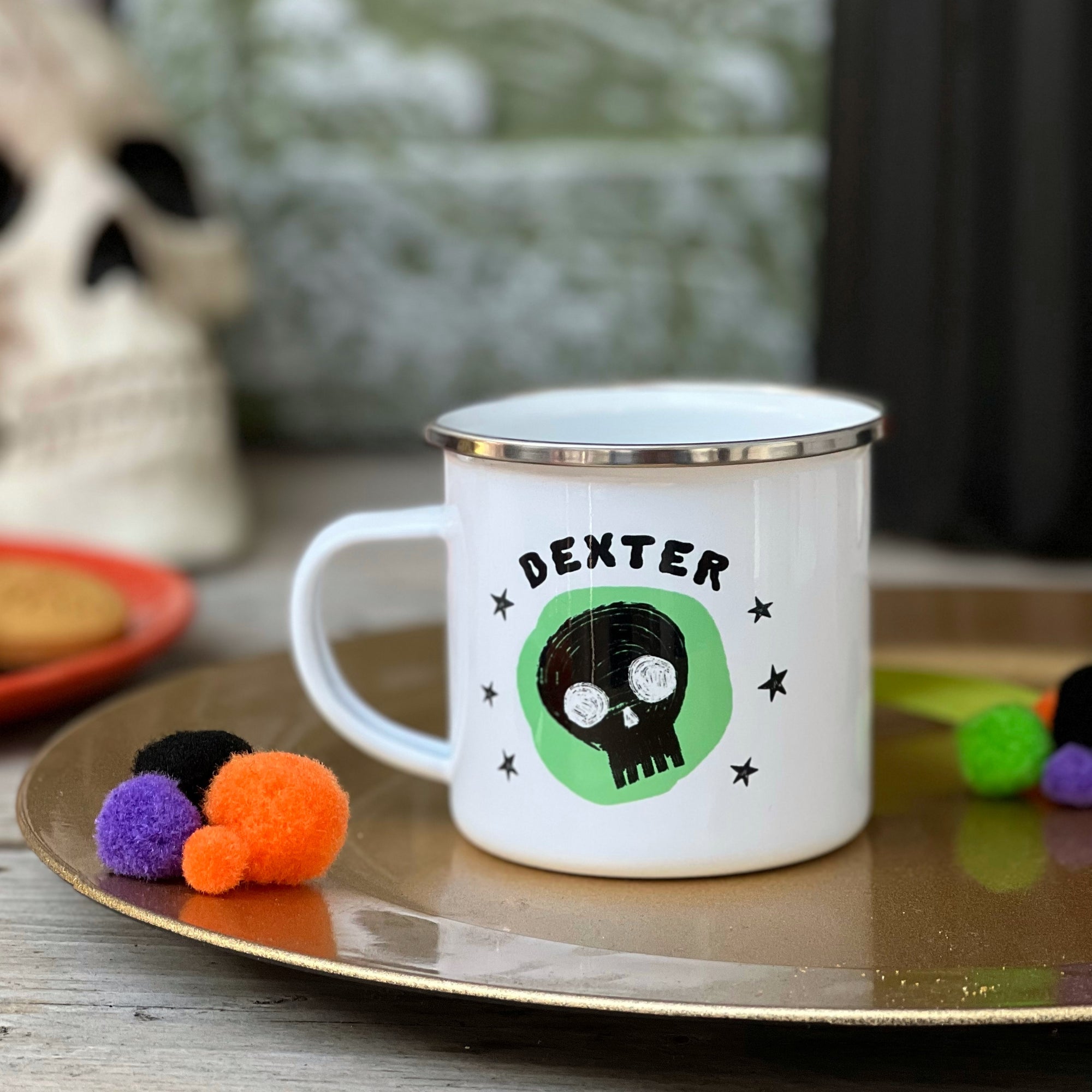 Personalised Skull Enamel Mug