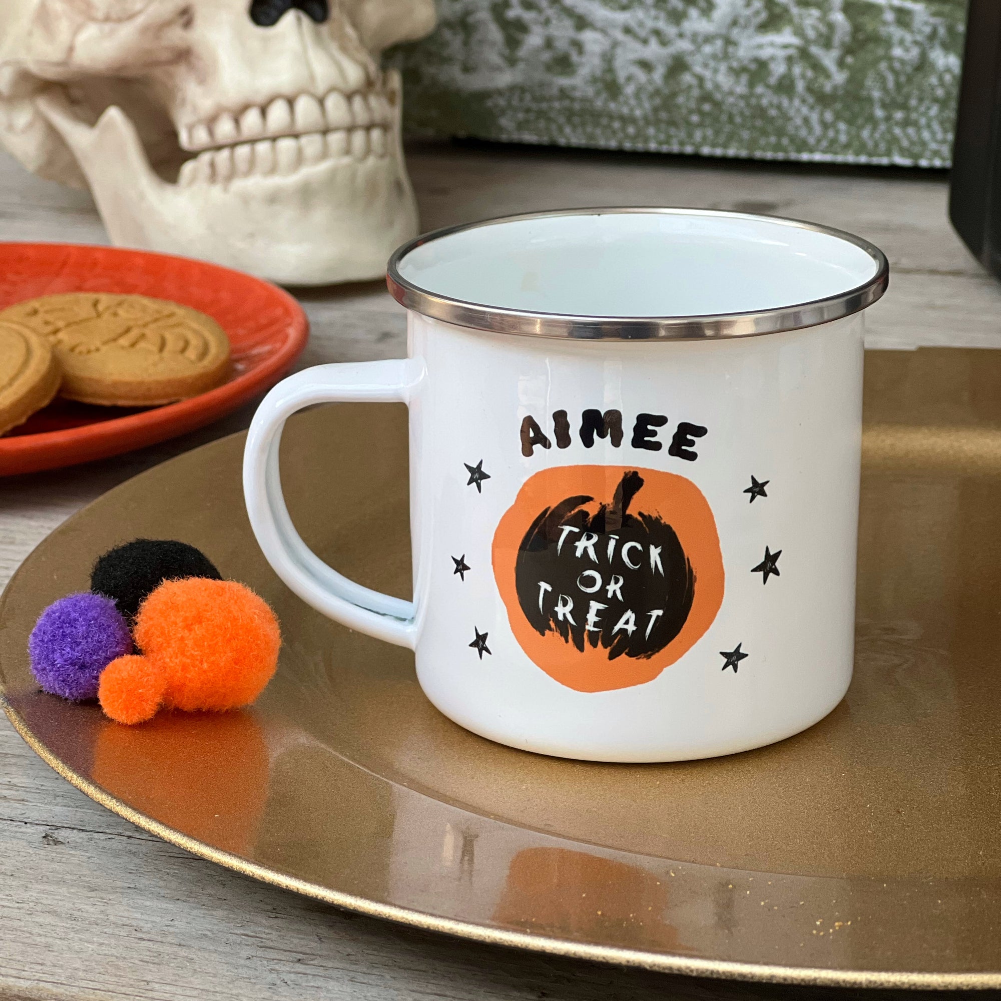 Personalised Pumpkin Enamel Mug