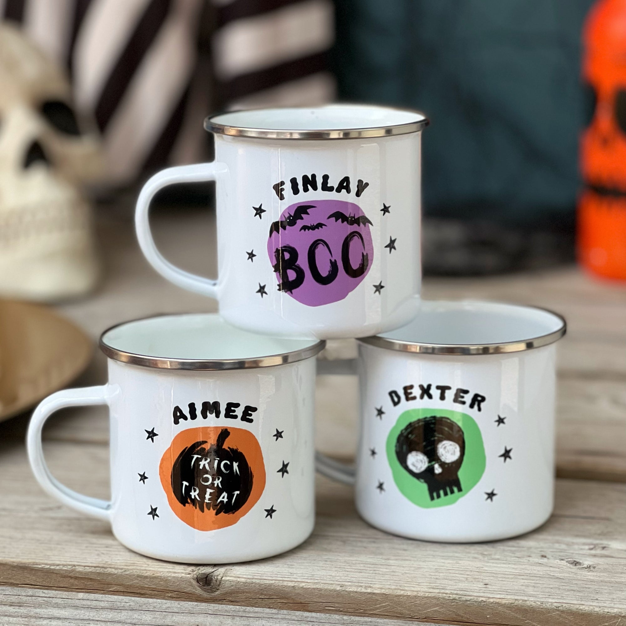 Personalised Skull Enamel Mug