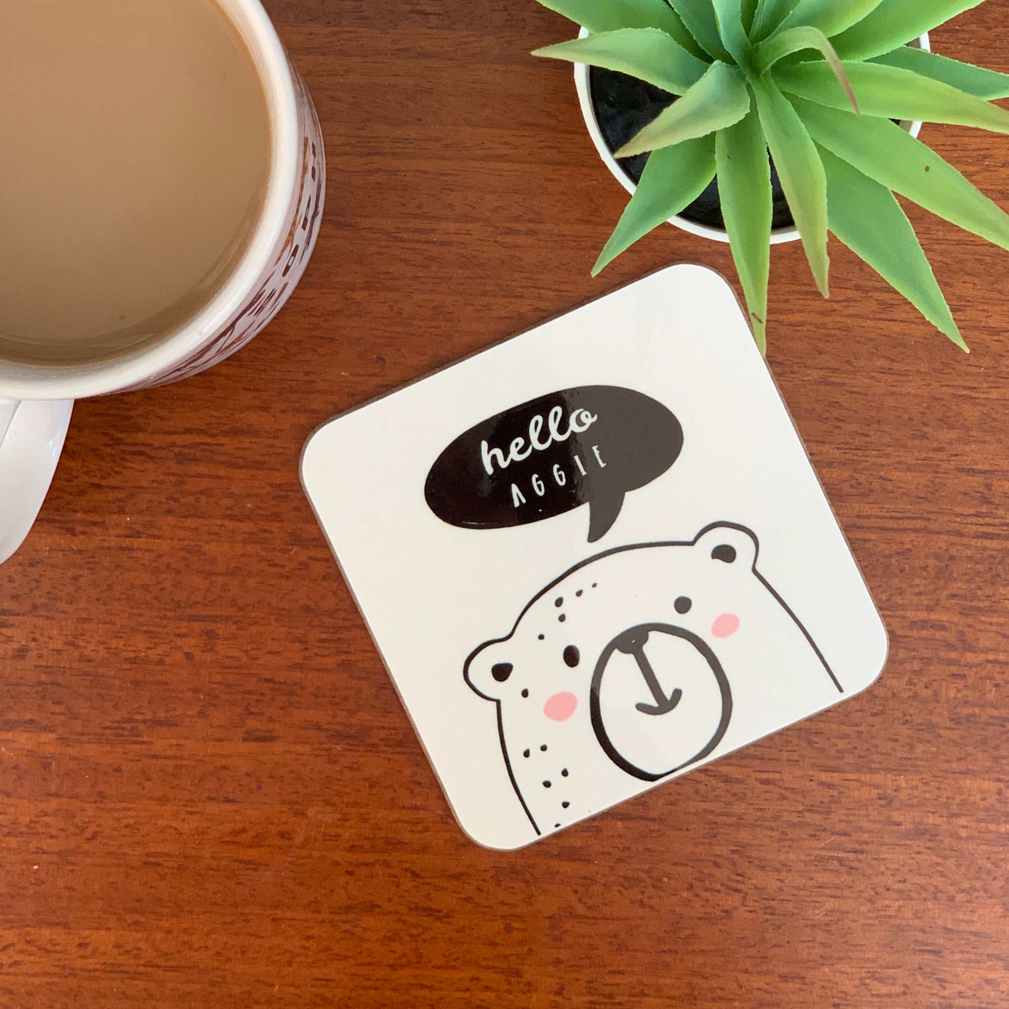 Hello Bear Coaster - Hendog Designs