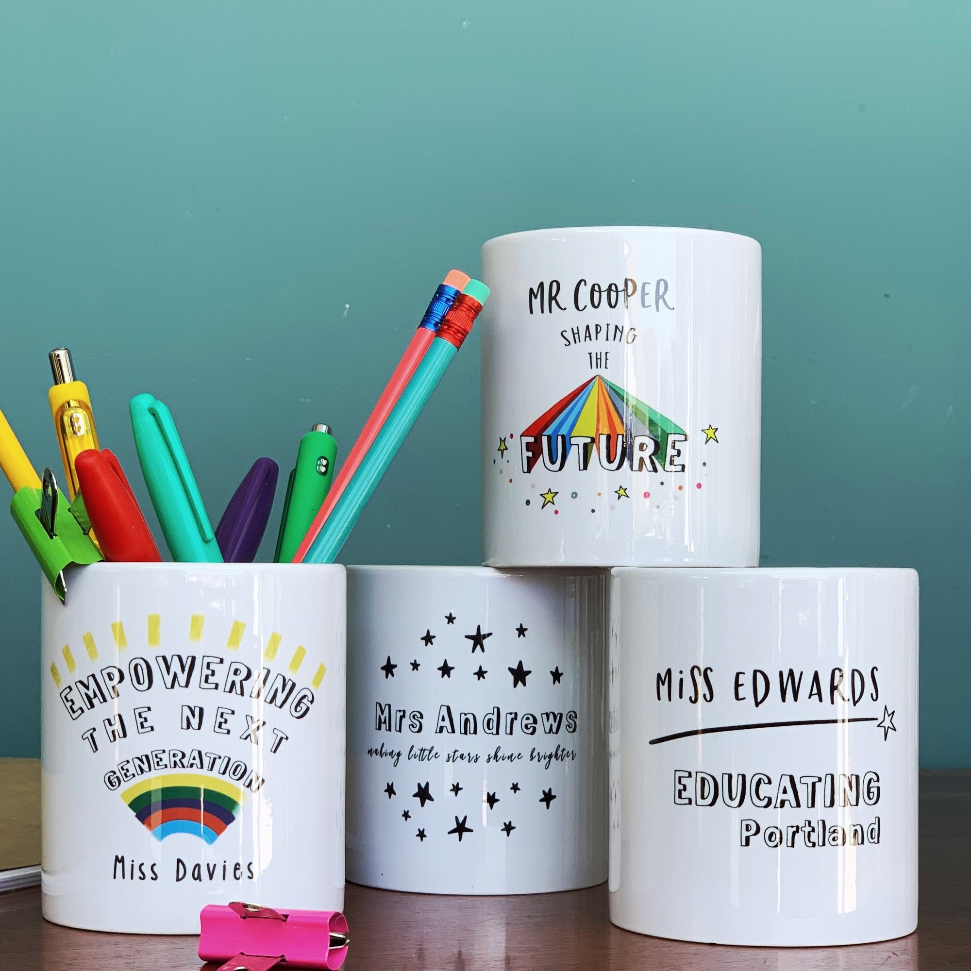 Teacher Ceramic Pen Pot - Empowering The Next Generation - Hendog Designs