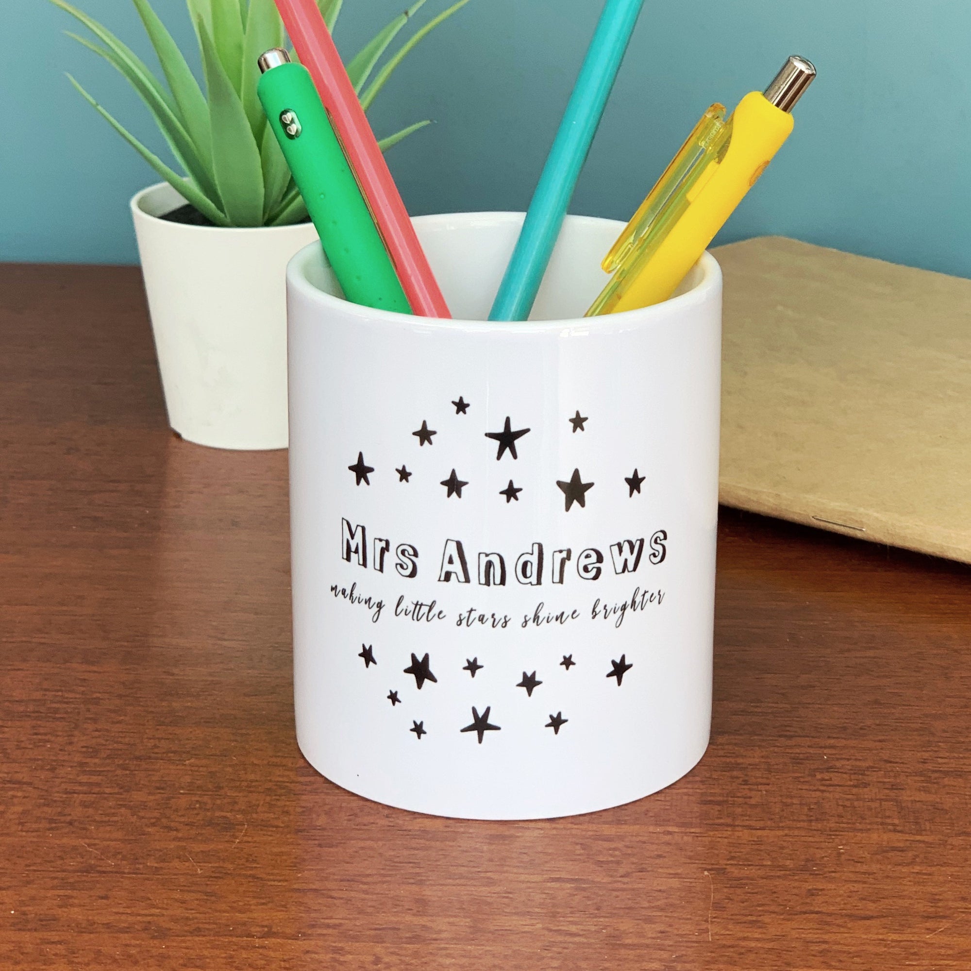 Teacher Ceramic Desk Tidy Personalised Monochrome Star