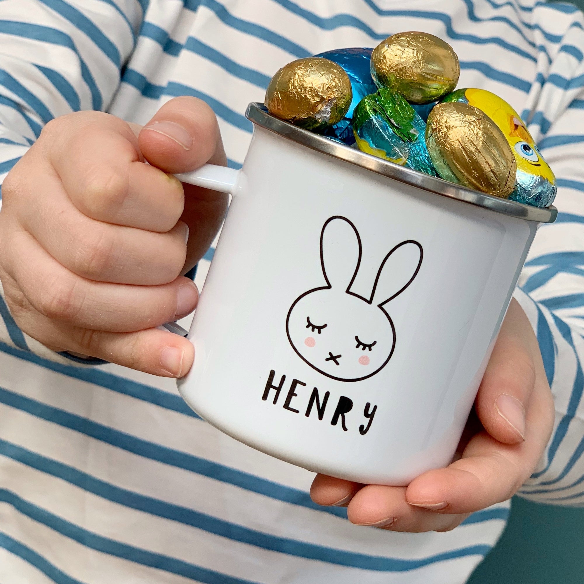 Monochrome Bunny Enamel Mug