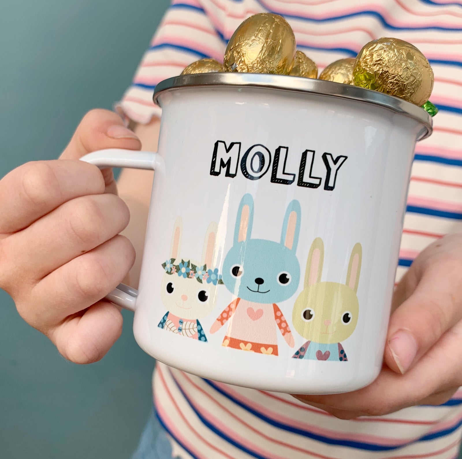 Cute Bunnies Enamel Mug - Hendog Designs
