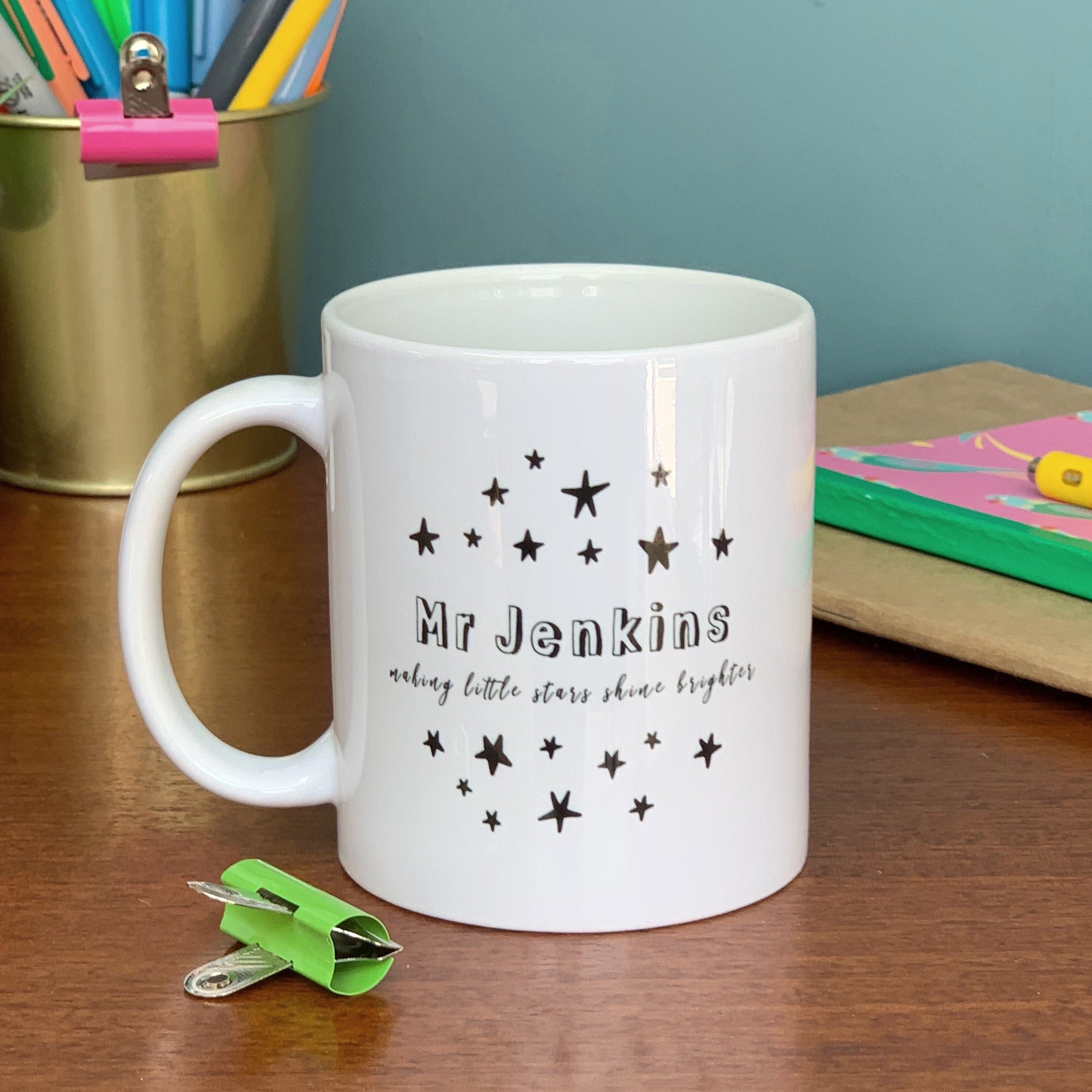 Teacher China Mug - Scattered monochrome stars