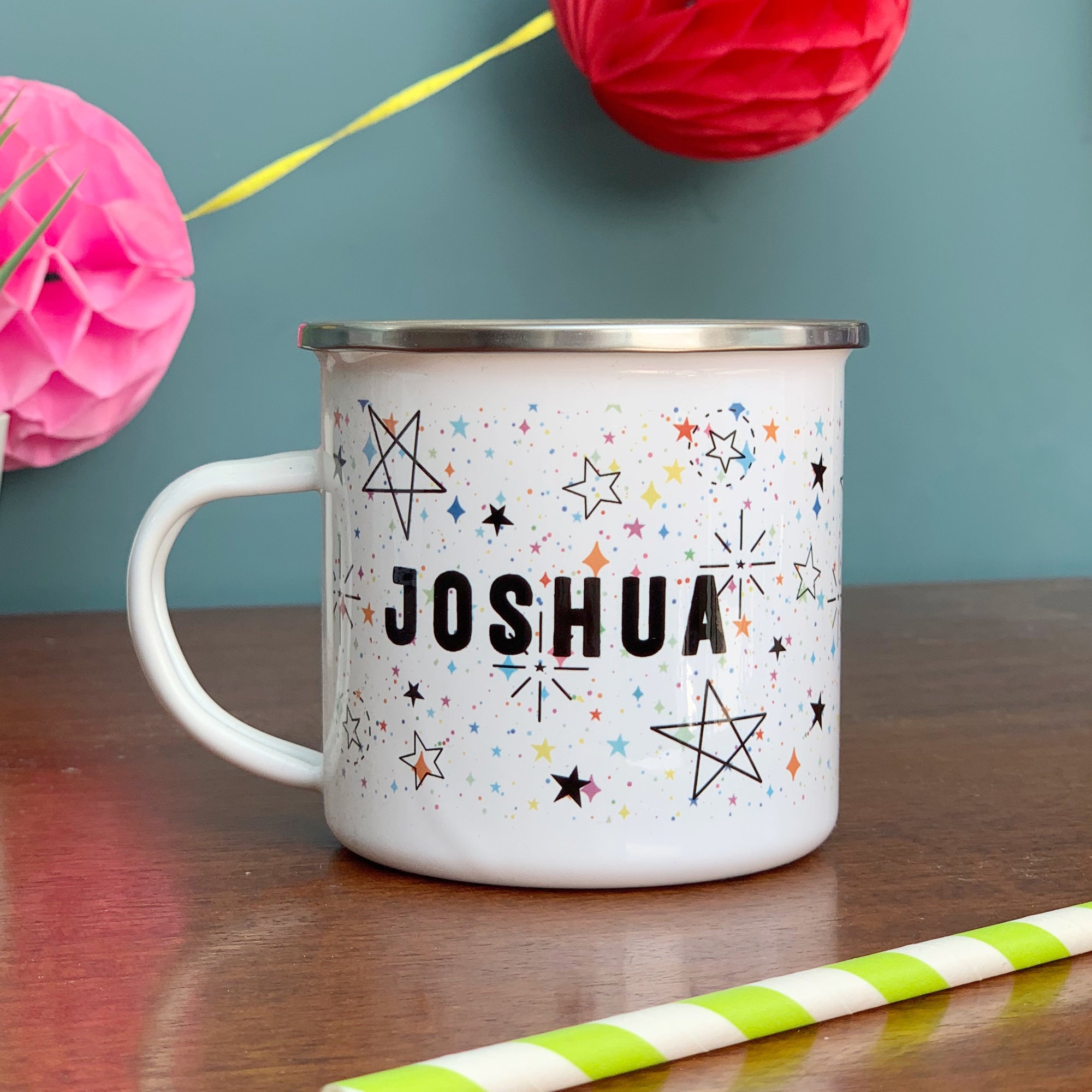 Galaxy Star Design Personalised Enamel Mug - Hendog Designs