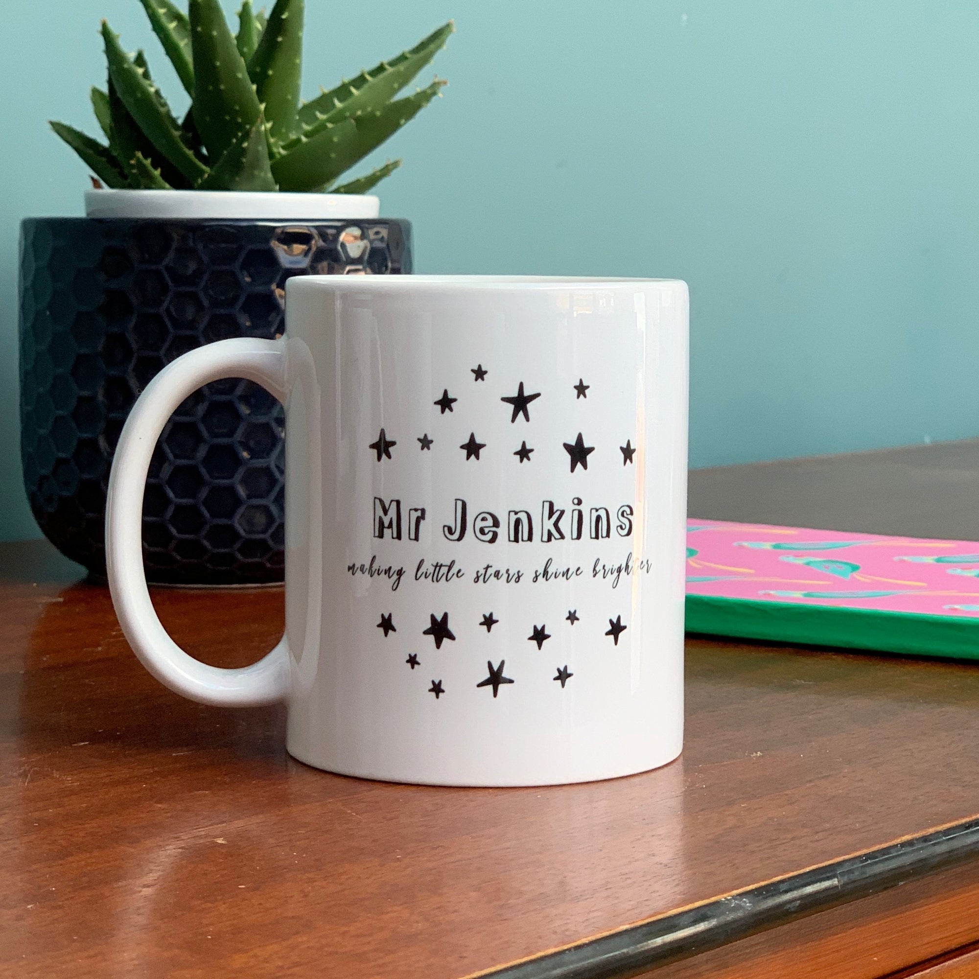 Teacher China Mug - Scattered monochrome stars