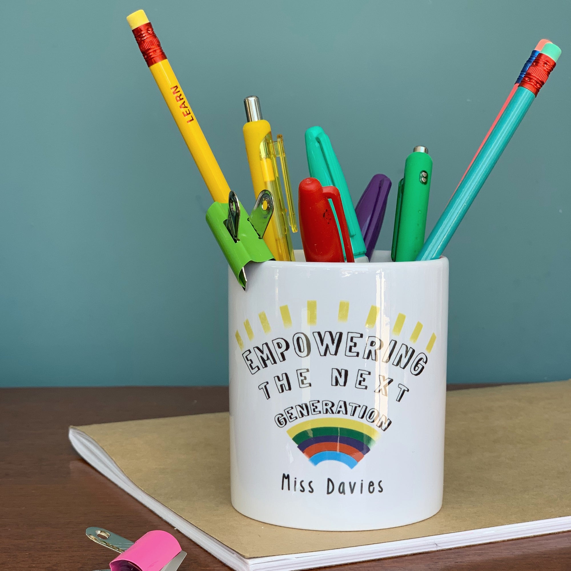 Teacher Ceramic Pen Pot - Empowering The Next Generation - Hendog Designs