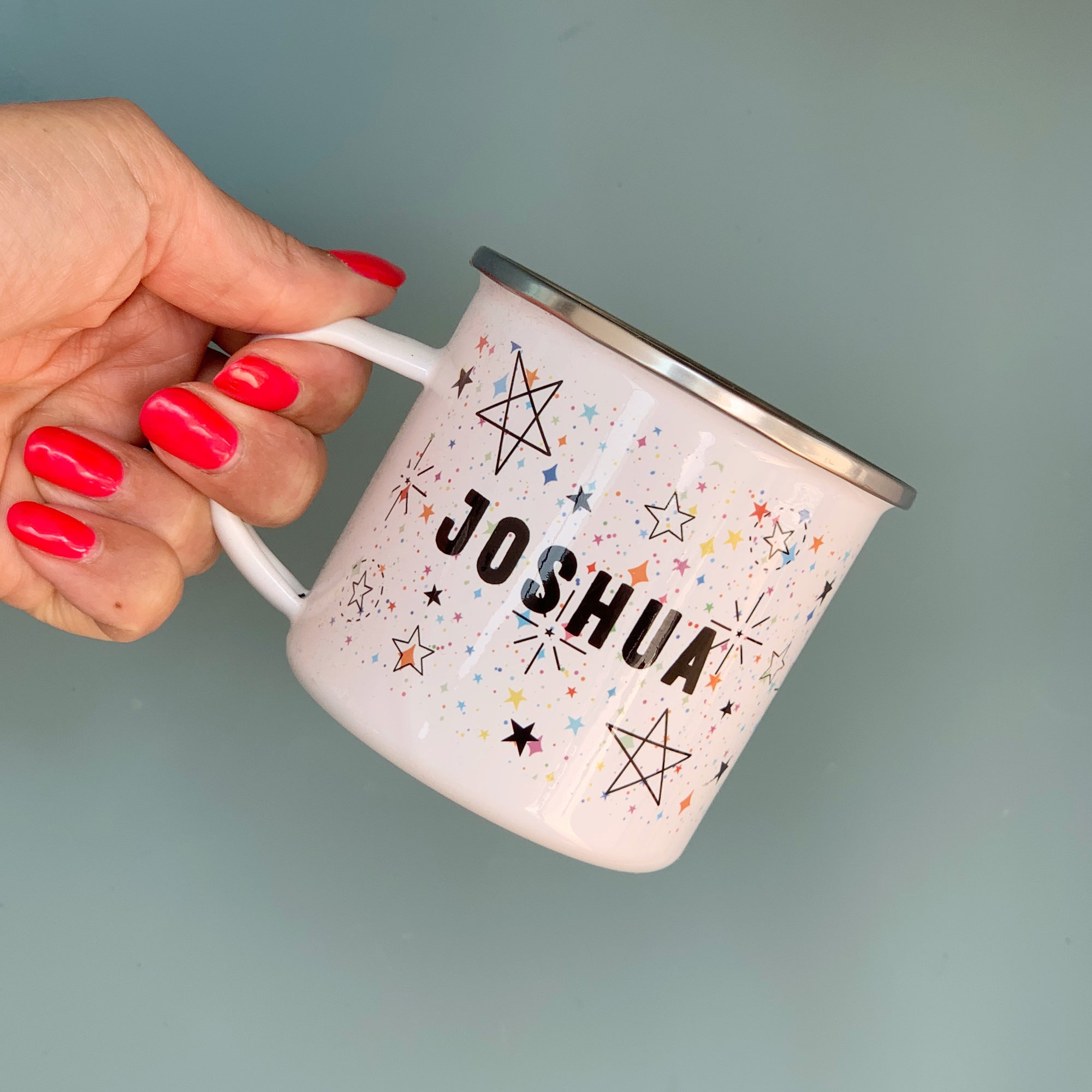 Galaxy Star Design Personalised Enamel Mug - Hendog Designs