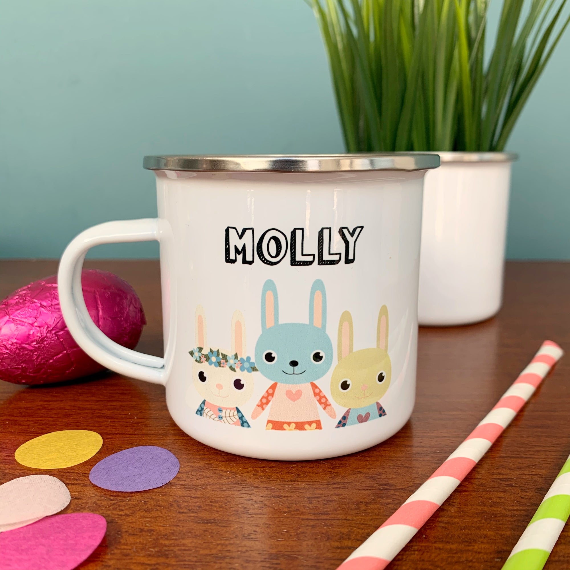 Cute Bunnies Enamel Mug