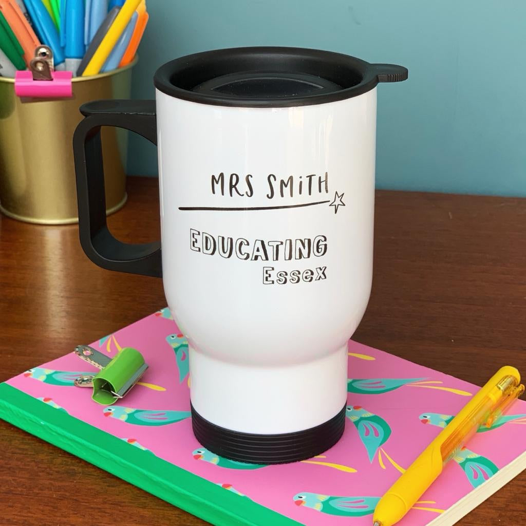 Teacher China Mug - Monochrome Educating [Location] Mug - Hendog Designs