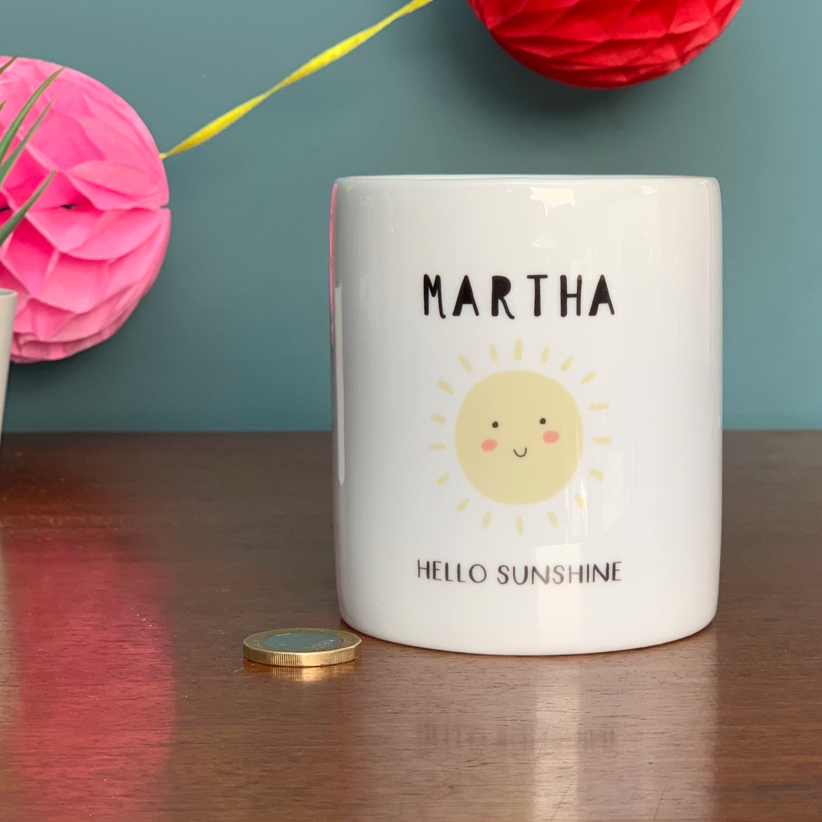 Hello Sunshine Personalised Money Box - Hendog Designs