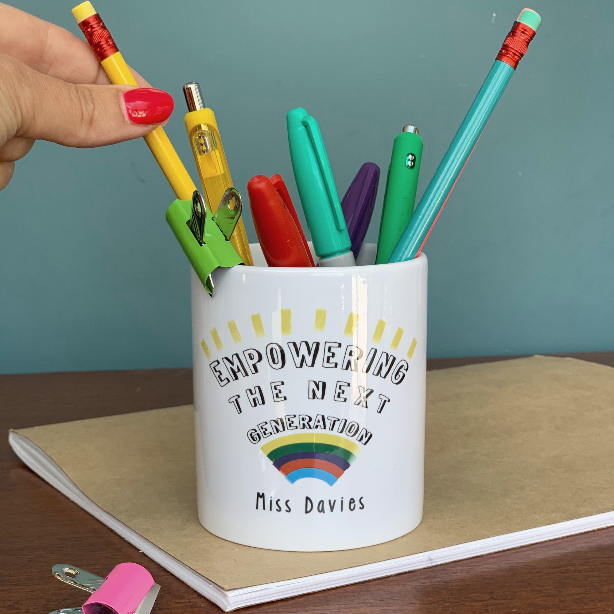 Teacher Ceramic Pen Pot - Empowering The Next Generation - Hendog Designs