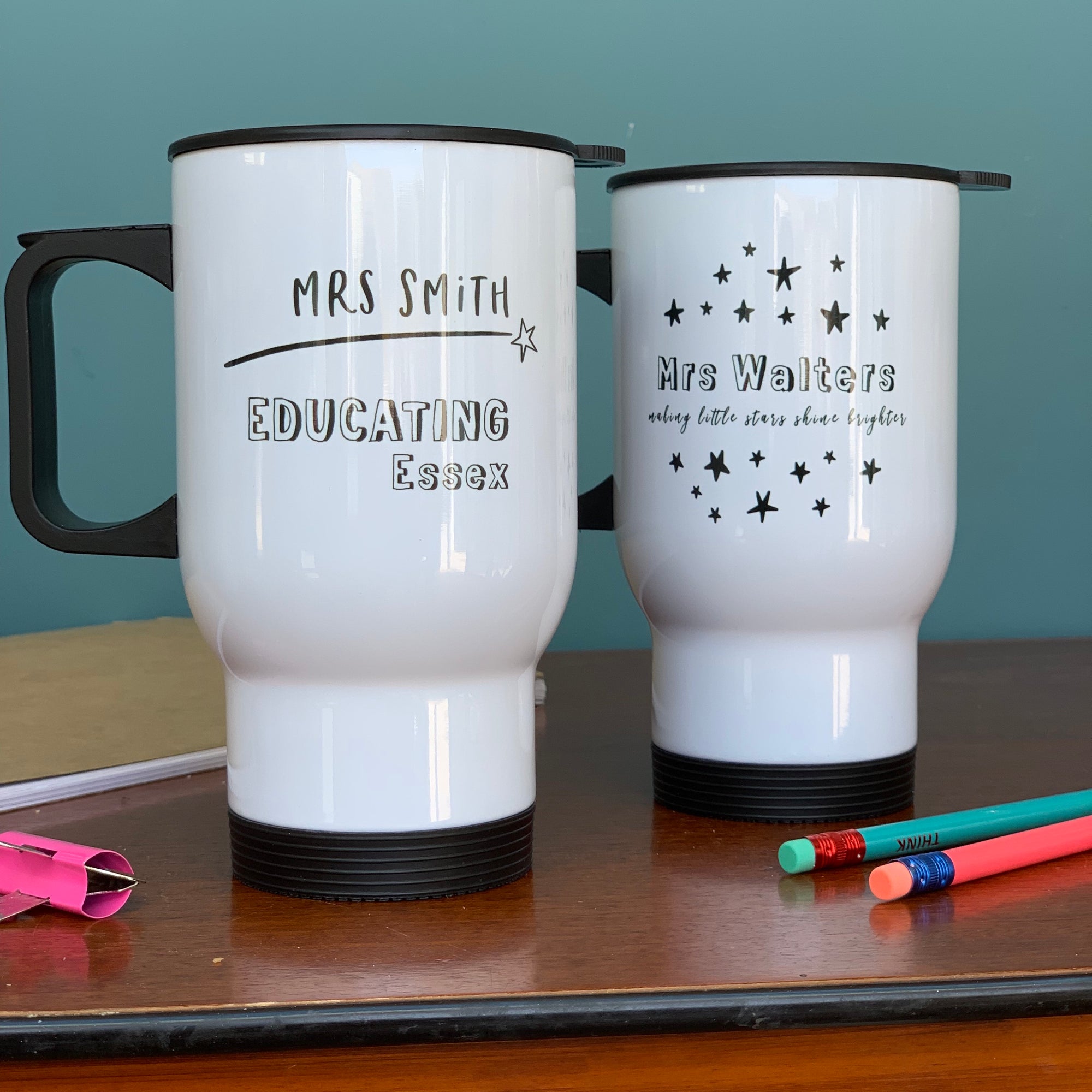 Teacher Travel Mug - Monochrome Stars