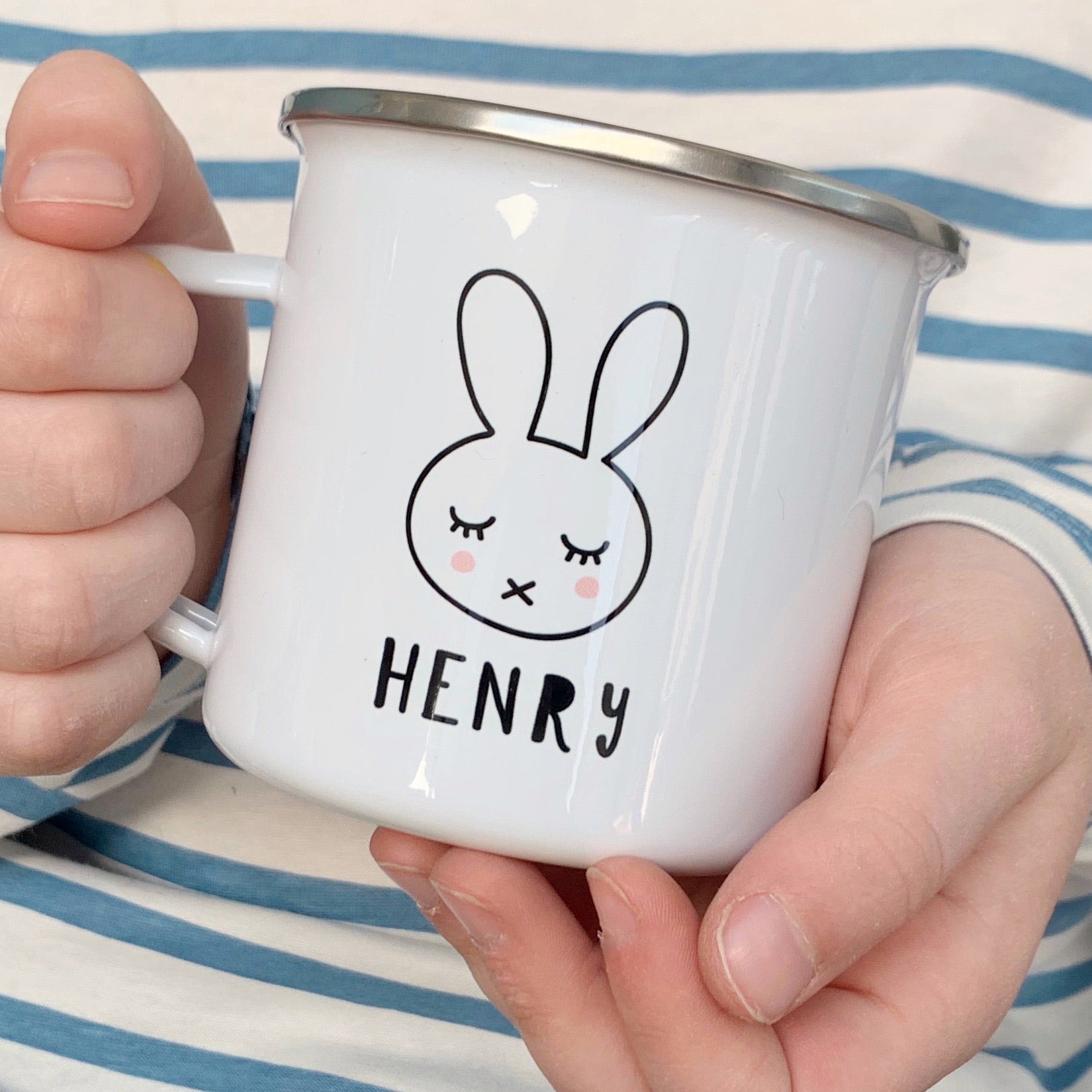 Monochrome Bunny Enamel Mug