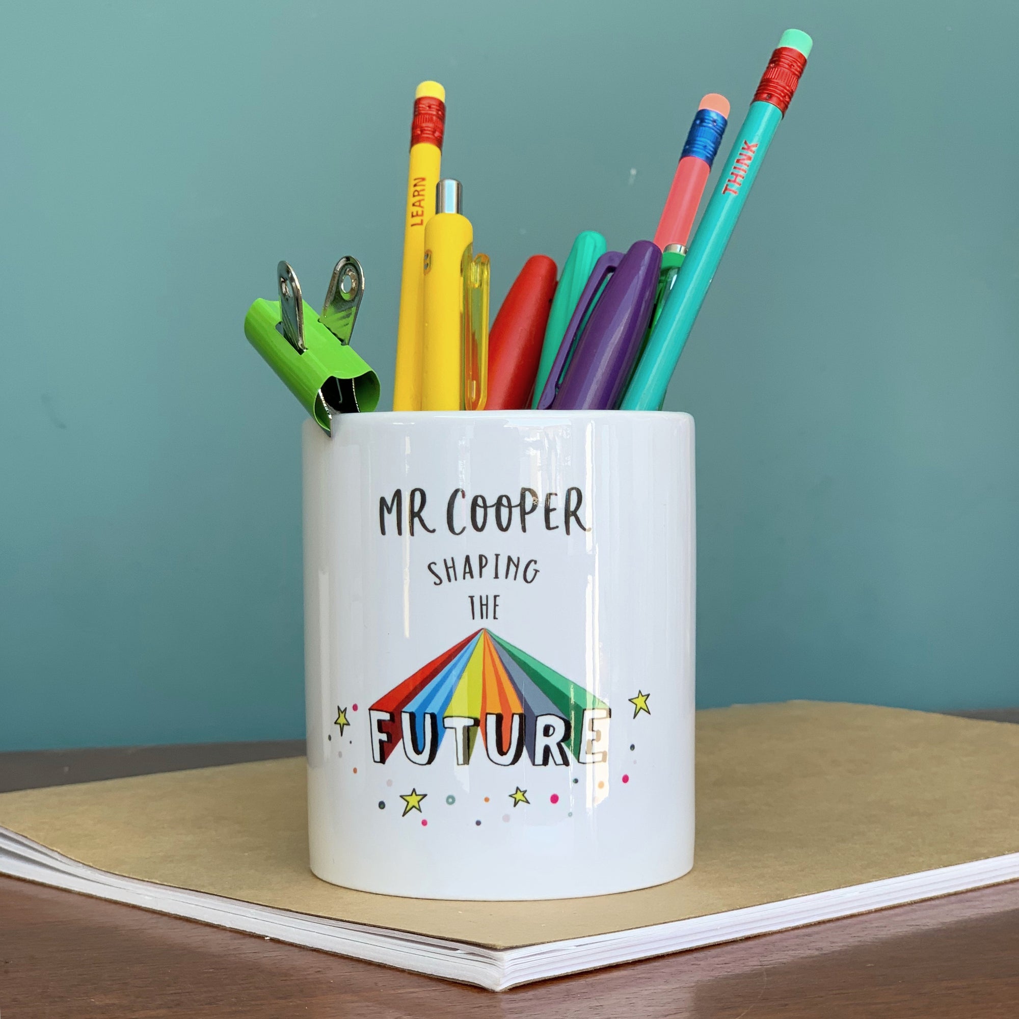 Teacher Ceramic Pen Pot - Shaping The Future - Hendog Designs