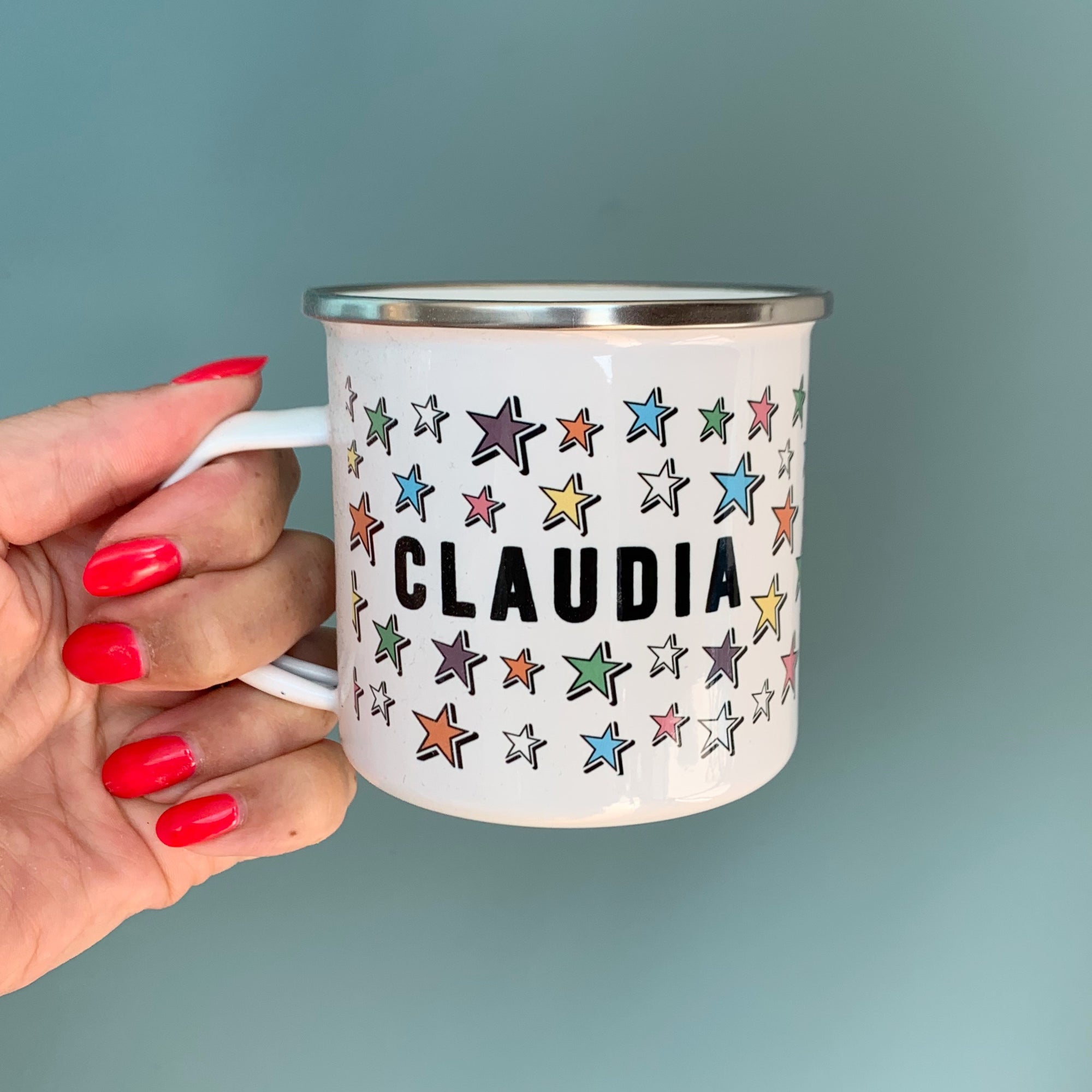 Bright Star Personalised Enamel Mug - Hendog Designs