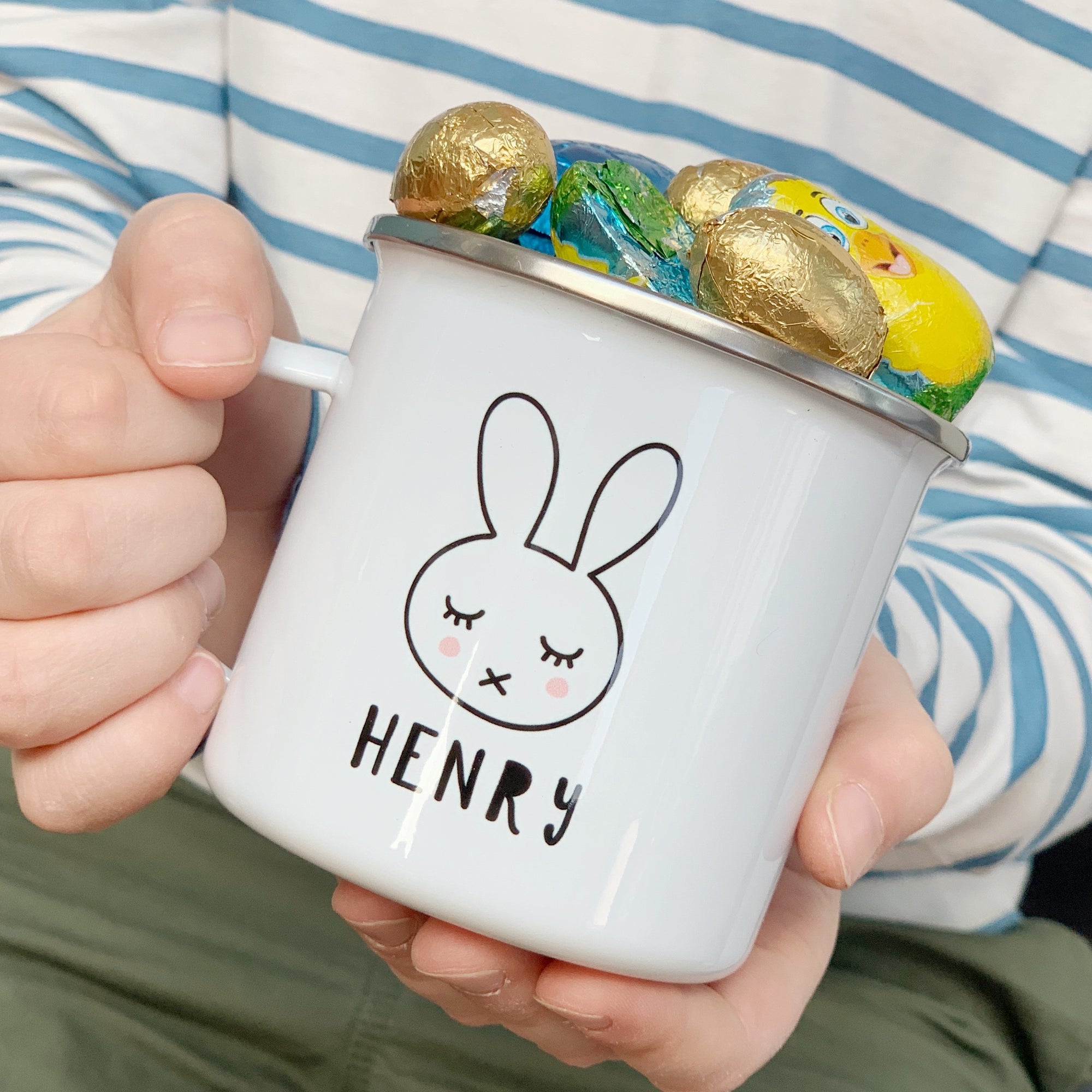 Monochrome Bunny Enamel Mug