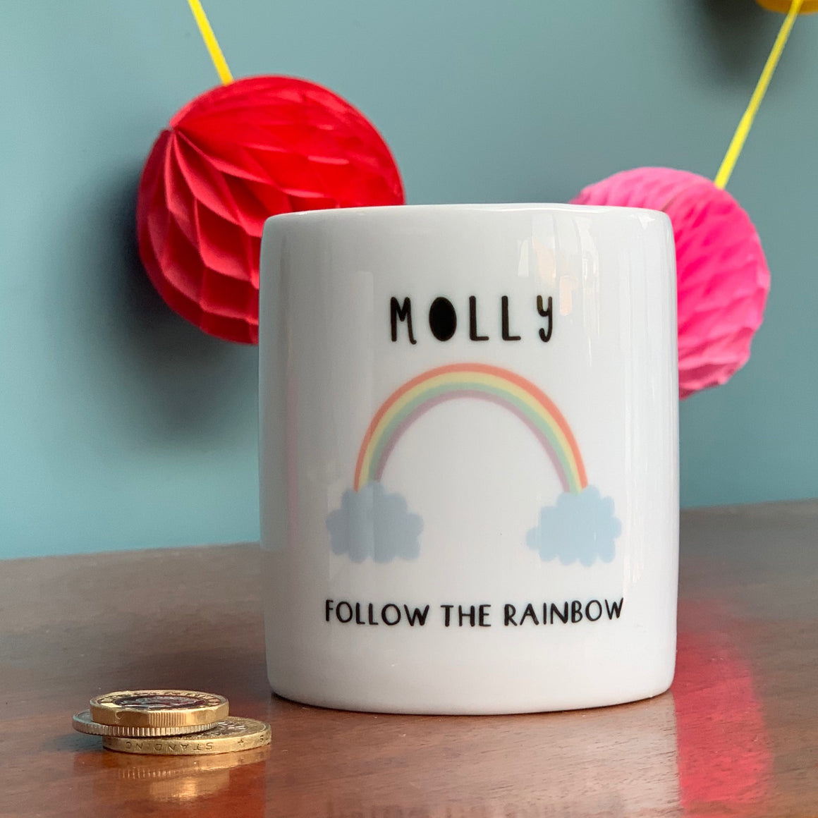 Follow The Rainbow Personalised Money Box