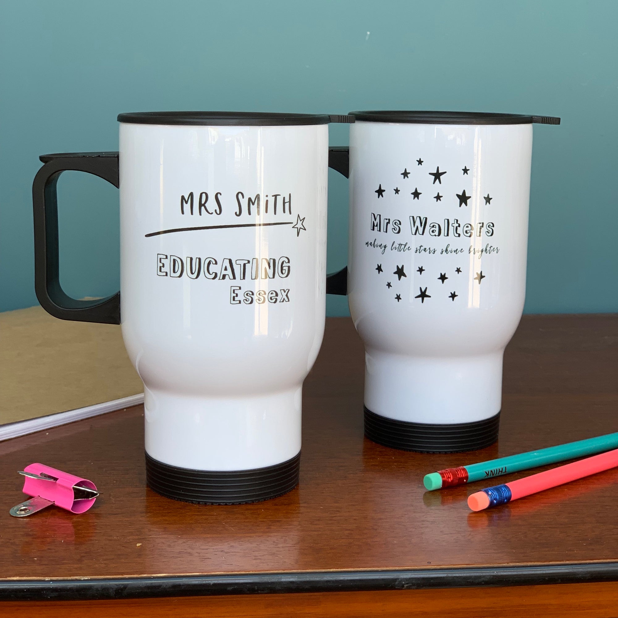 Teacher Travel Mug - Monochrome Stars