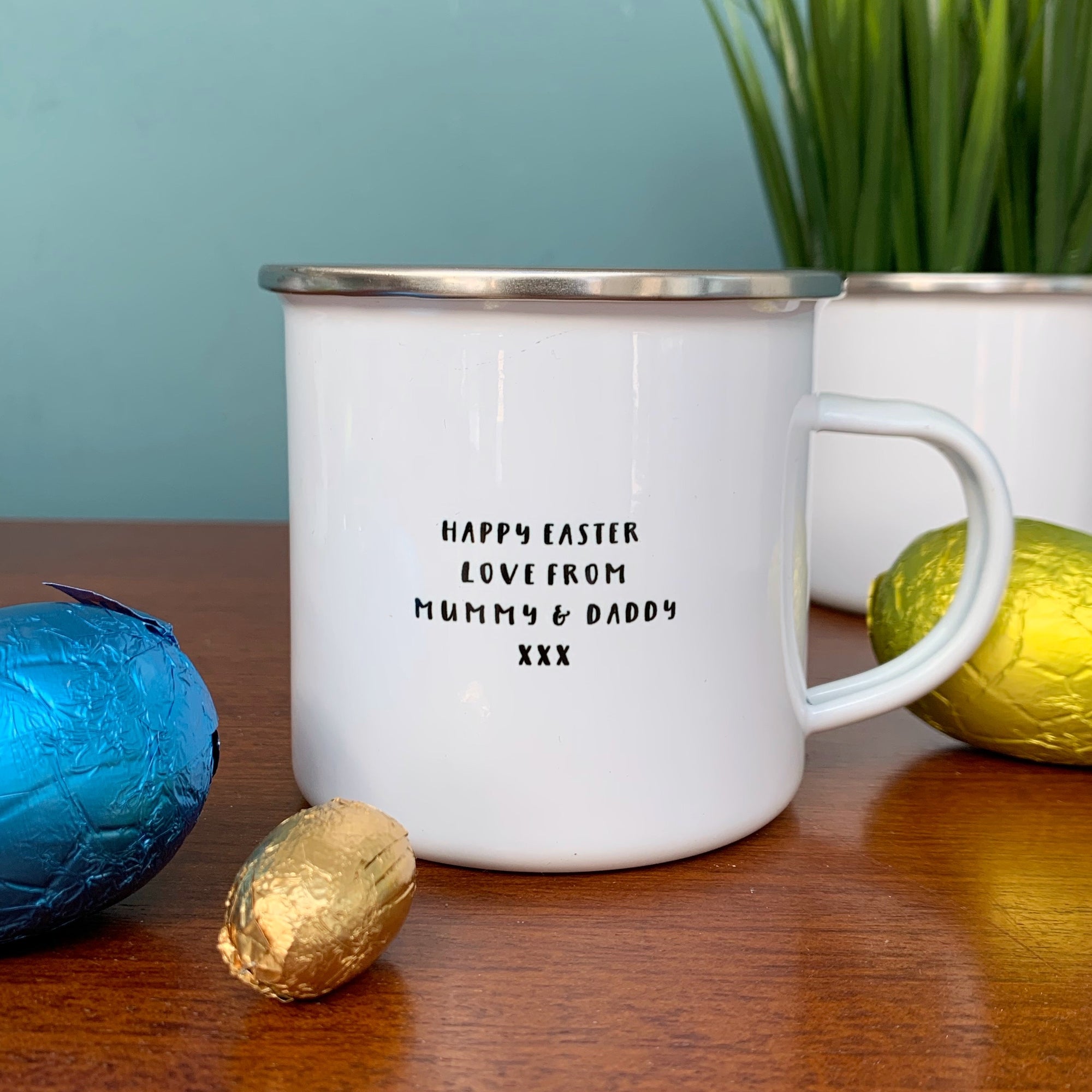 Monochrome Bunny Enamel Mug