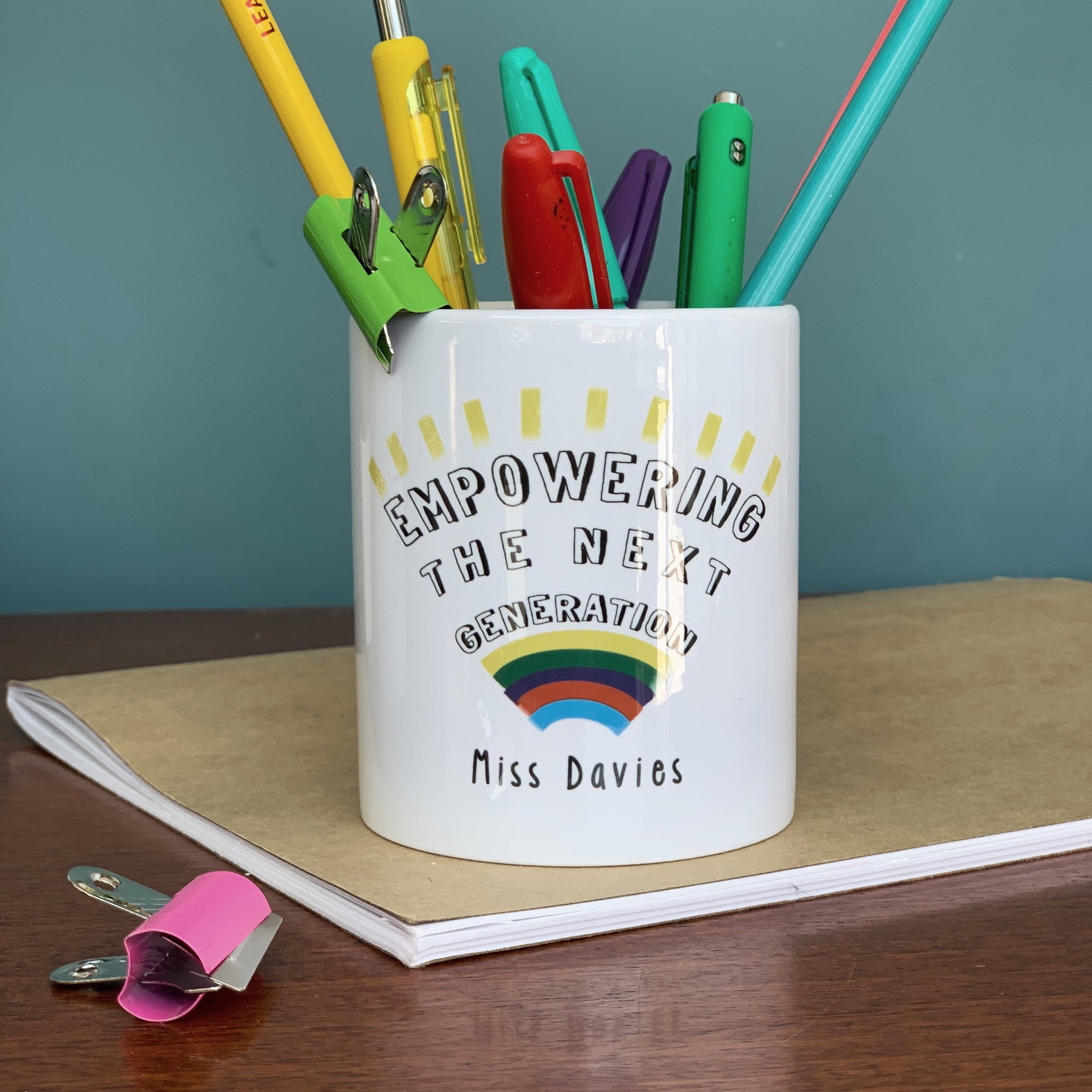 Teacher Ceramic Pen Pot - Empowering The Next Generation - Hendog Designs