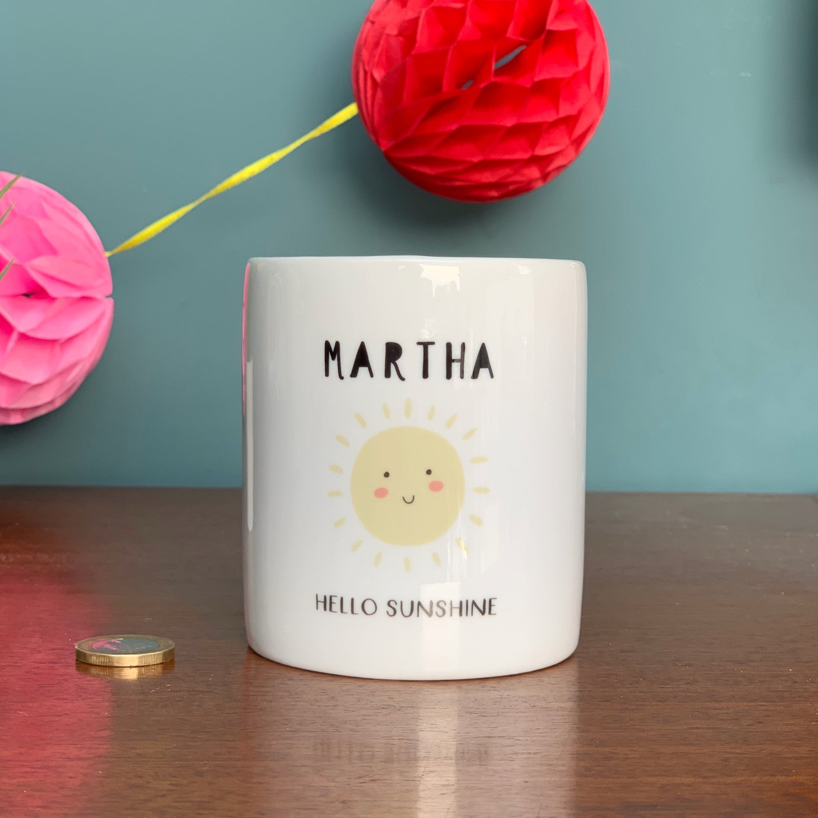 Hello Sunshine Personalised Money Box - Hendog Designs