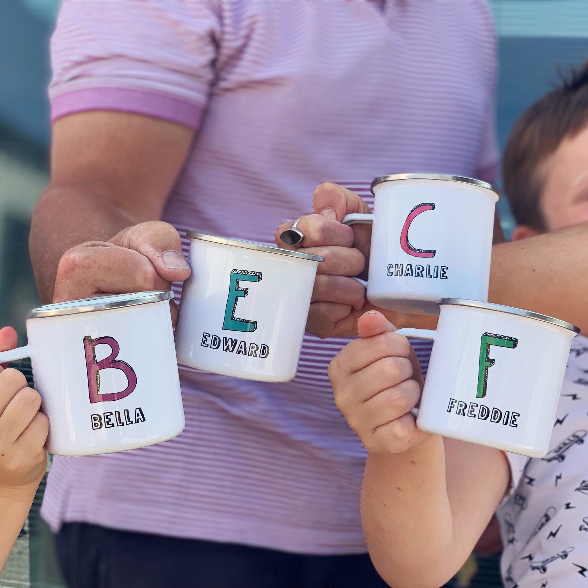 Personalised Narrow Sketch Initial Enamel Mug