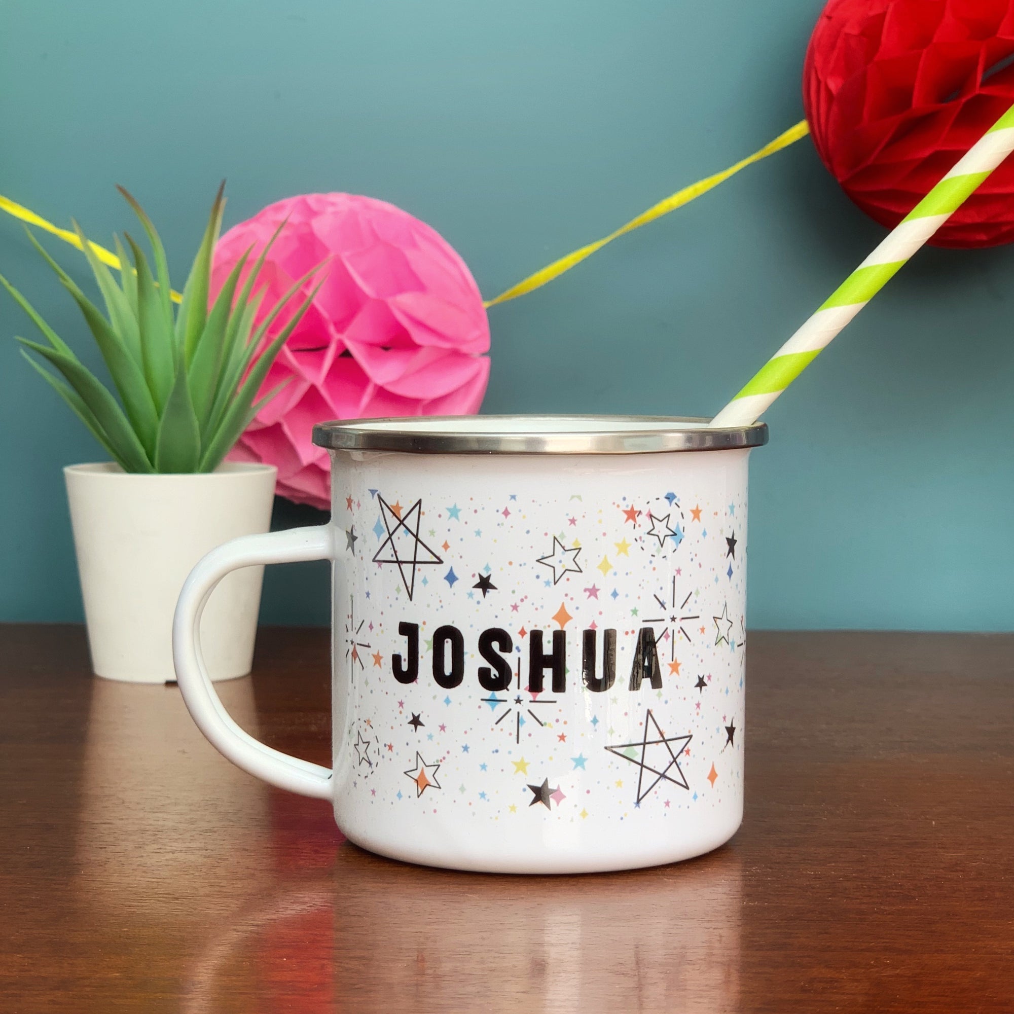 Galaxy Star Design Personalised Enamel Mug - Hendog Designs