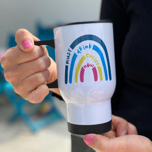 Rainbow Must Drink Coffee Personalised Travel Mug