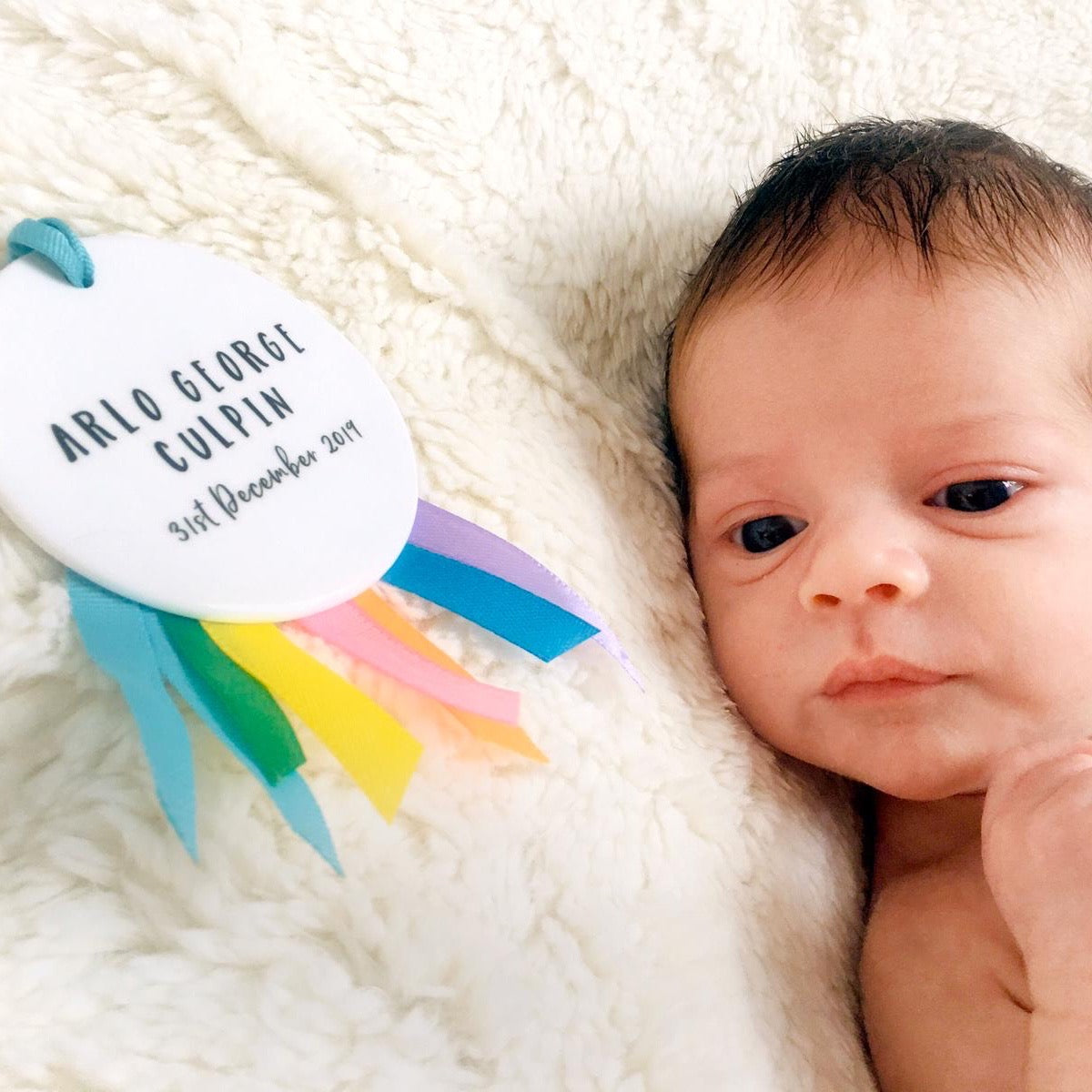 Welcome To The World Card With Ceramic Rosette