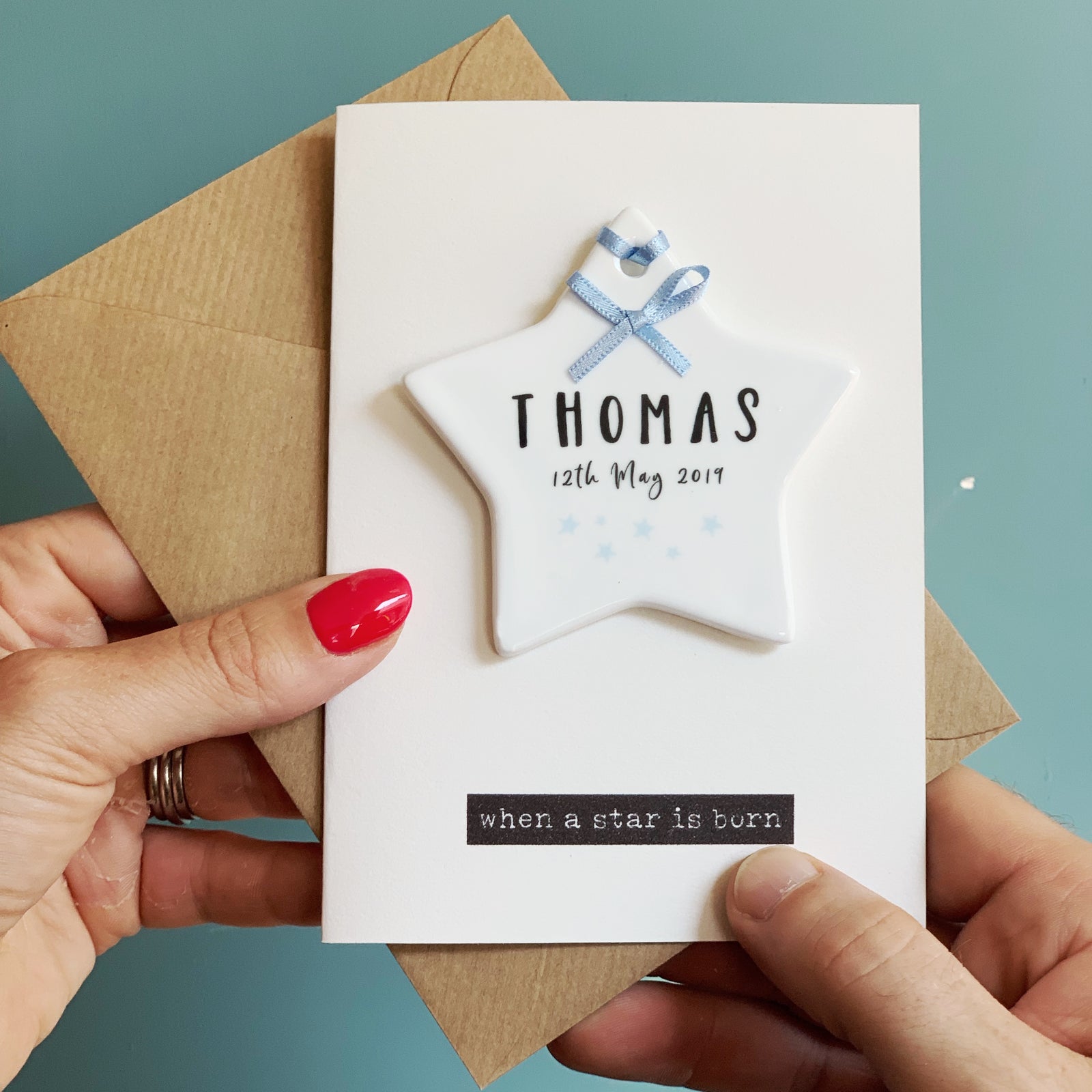 New Baby Card With Luxury Ceramic Star Keepsake