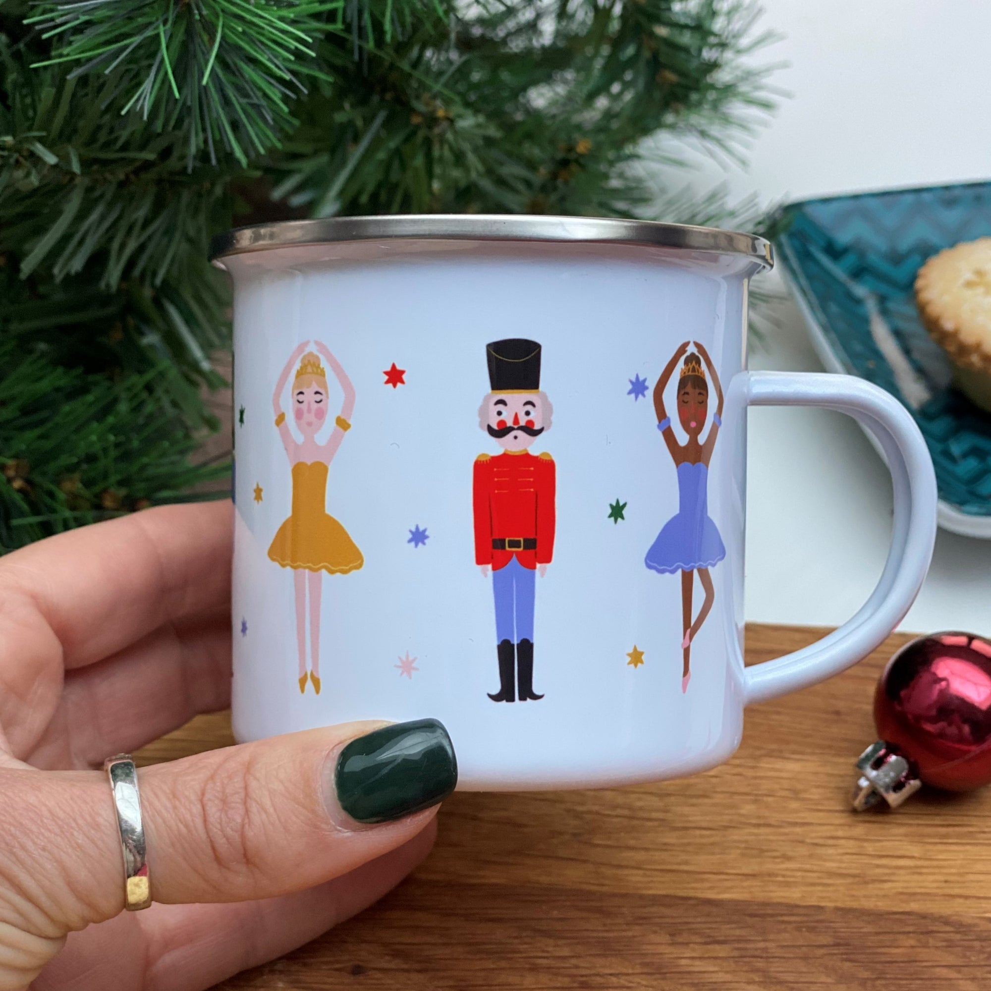 Christmas Nutcrackers & Ballerinas Enamel Mug