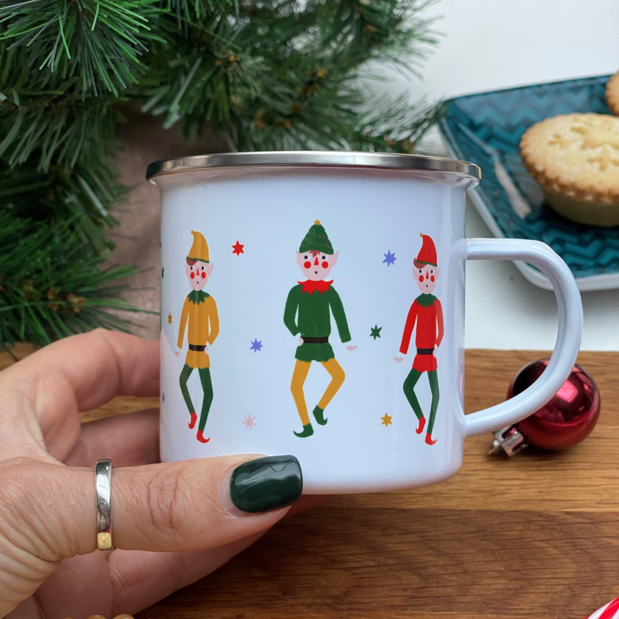 Christmas Elves Enamel Mug