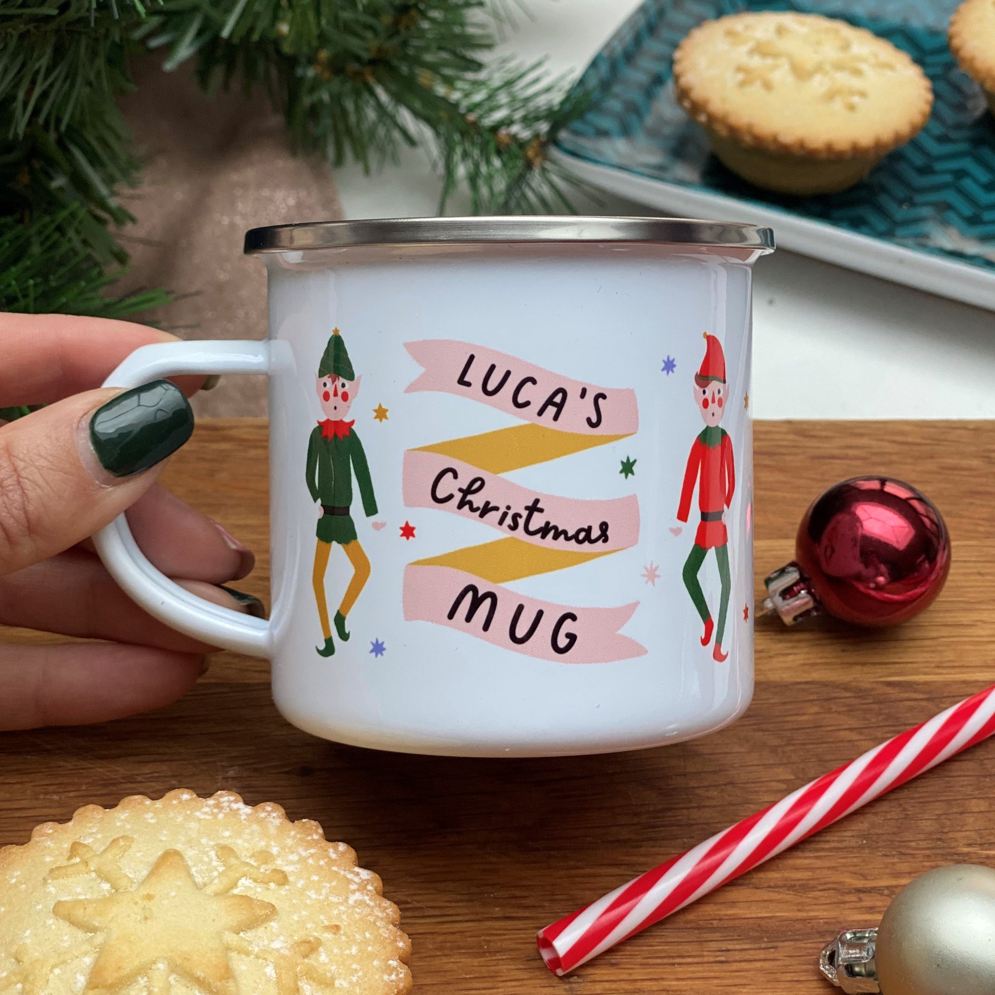 Christmas Elves Enamel Mug