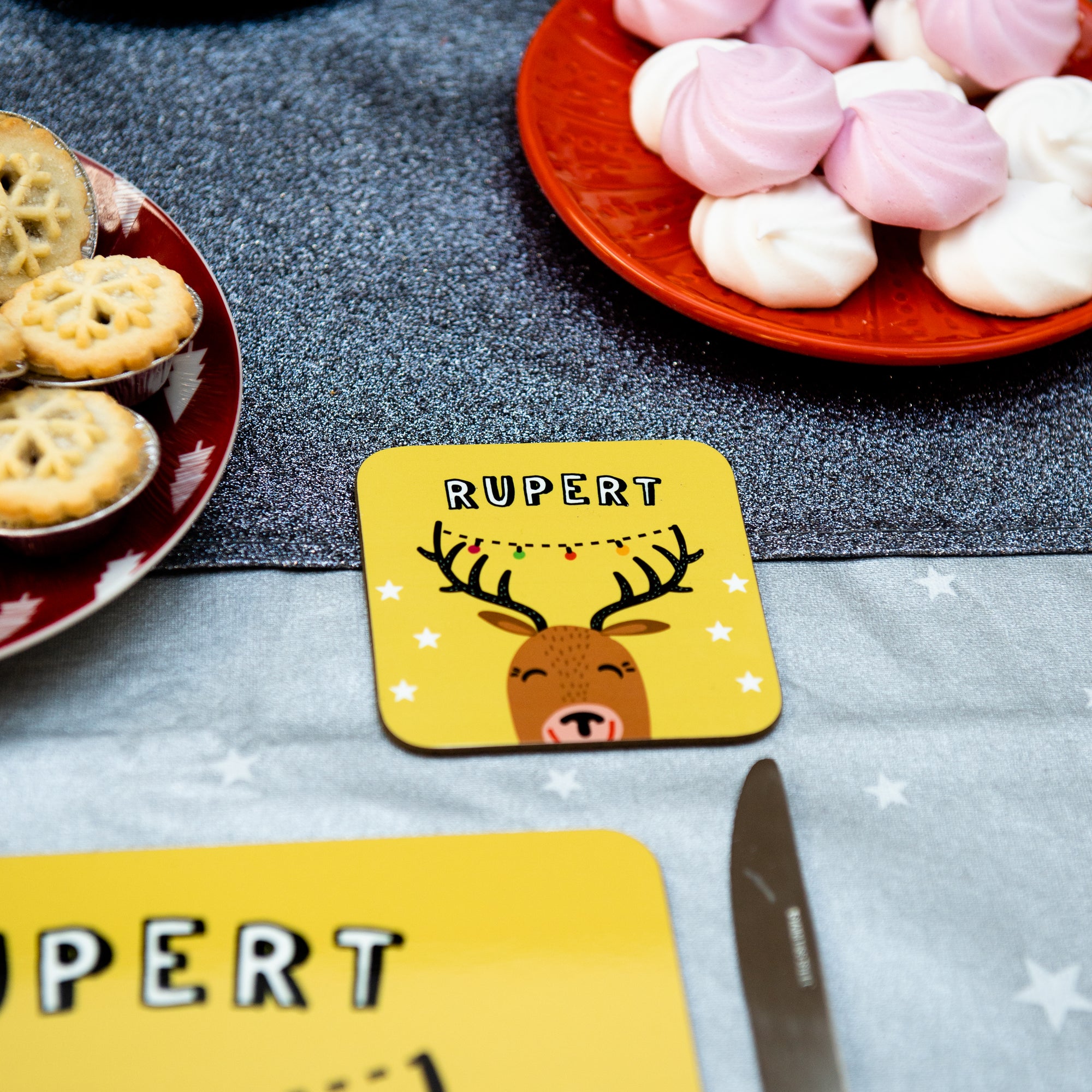 Christmas Personalised Coaster with Reindeer