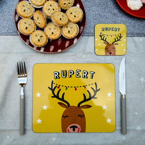 Christmas Personalised Coaster with Reindeer