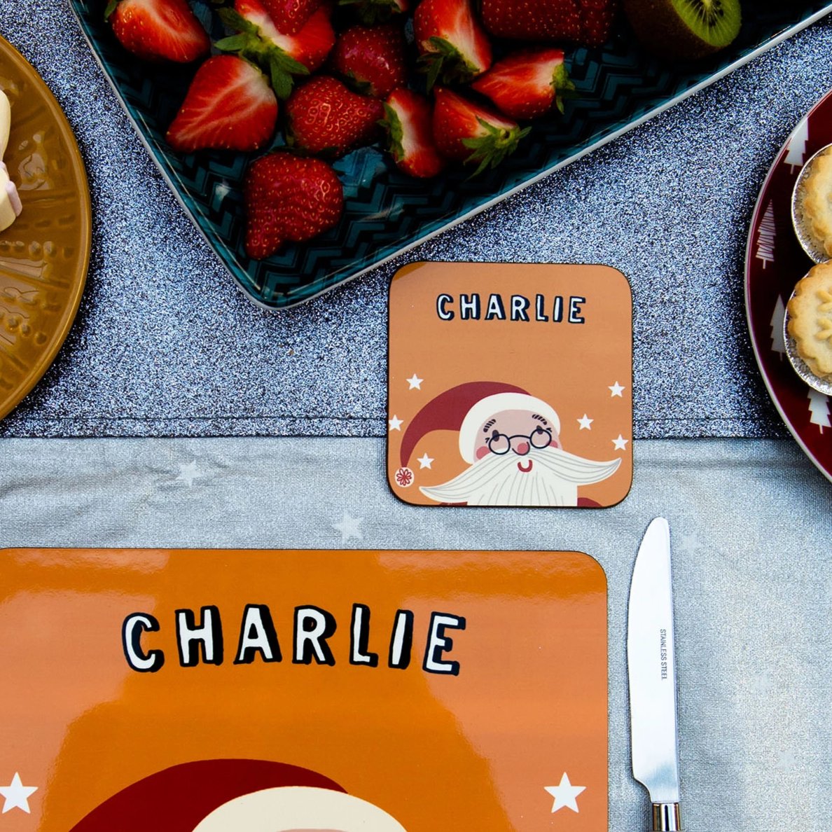 Christmas Personalised Coaster with Father Christmas