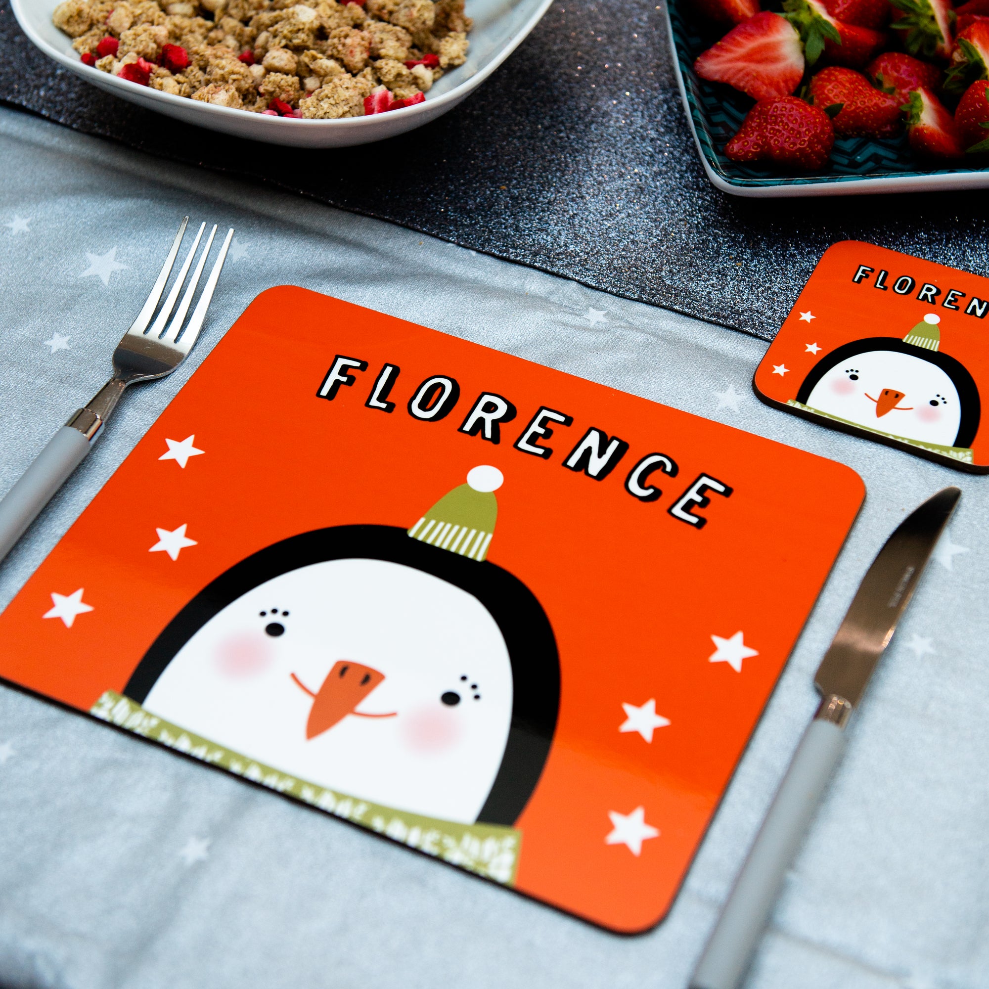 Christmas Placemat With Penguin