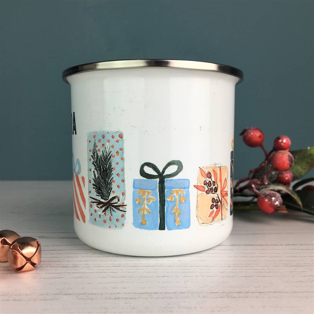 Christmas Present Enamel Mug - Hendog Designs