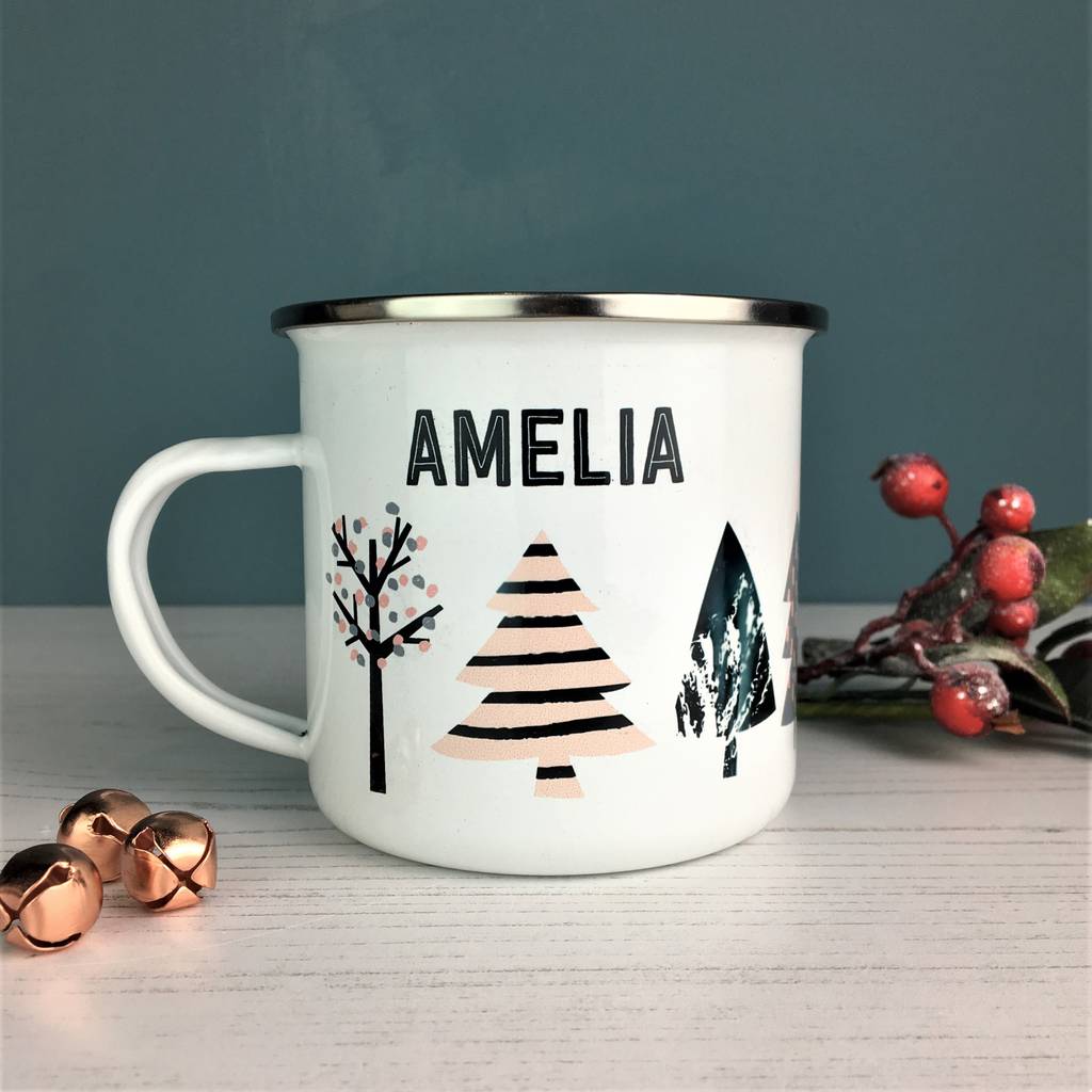 Cool Nordic Christmas Tree Enamel Mug - Hendog Designs
